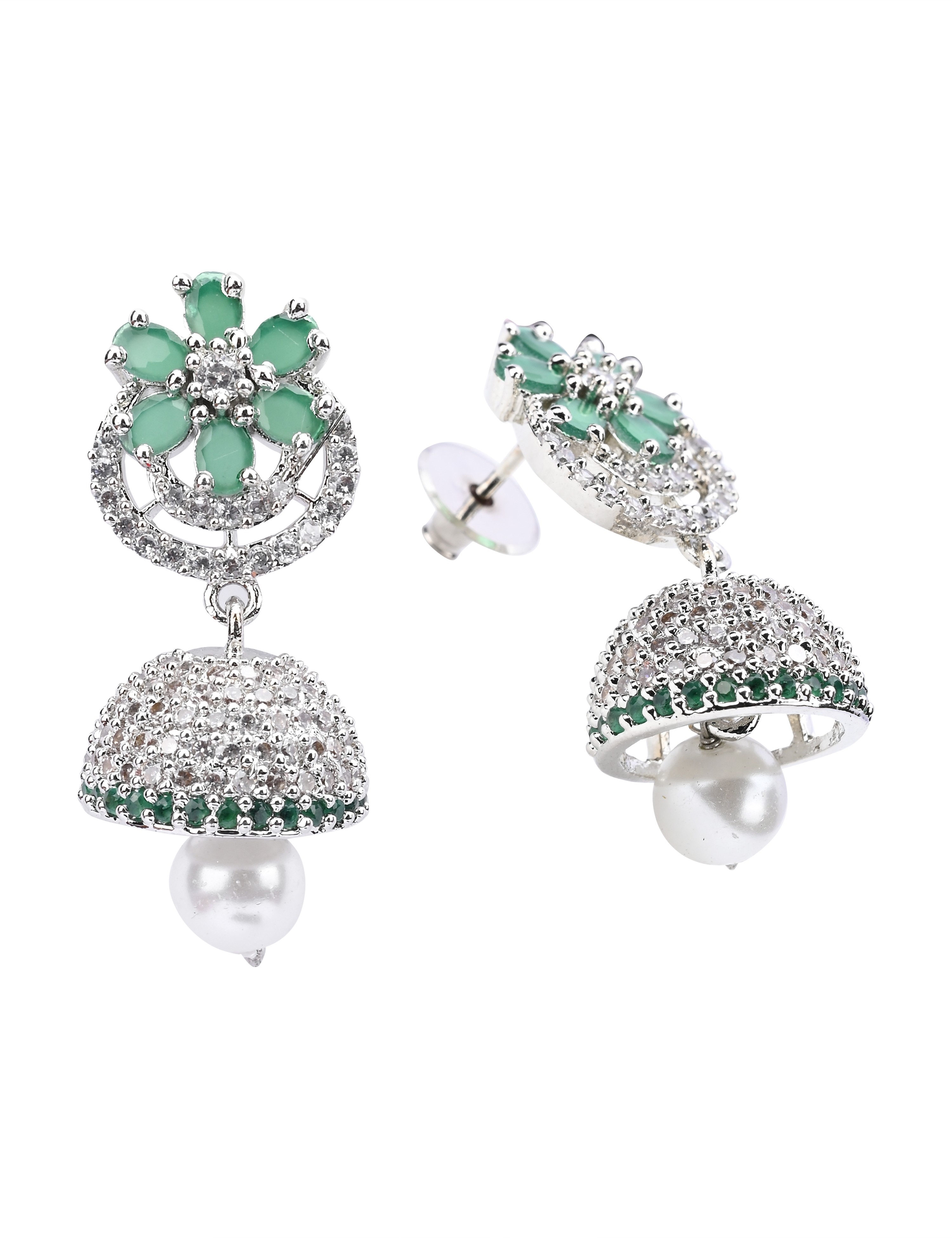The Nila Silver Plated Floral Jhumkas