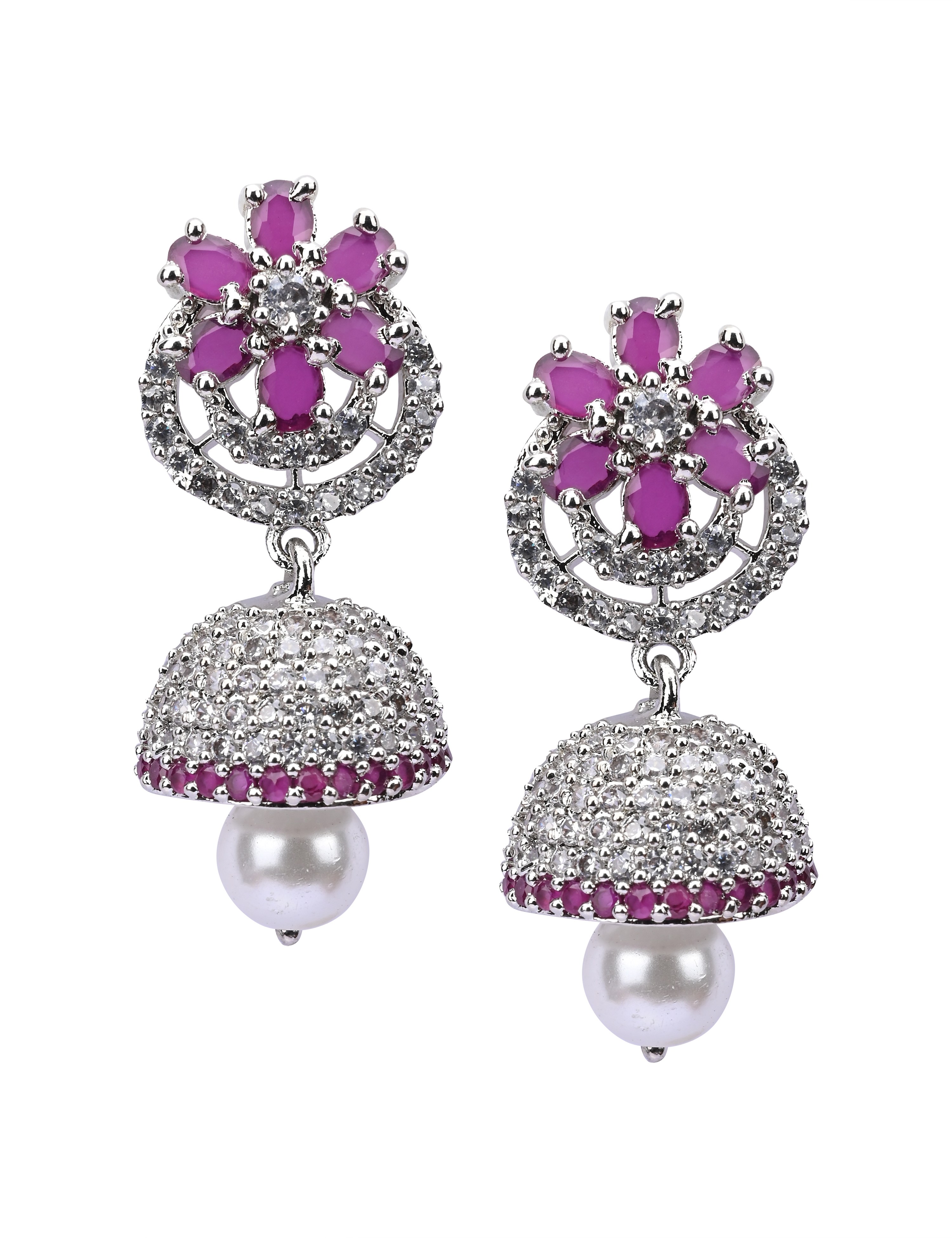 The Nila Silver Plated Floral Jhumkas