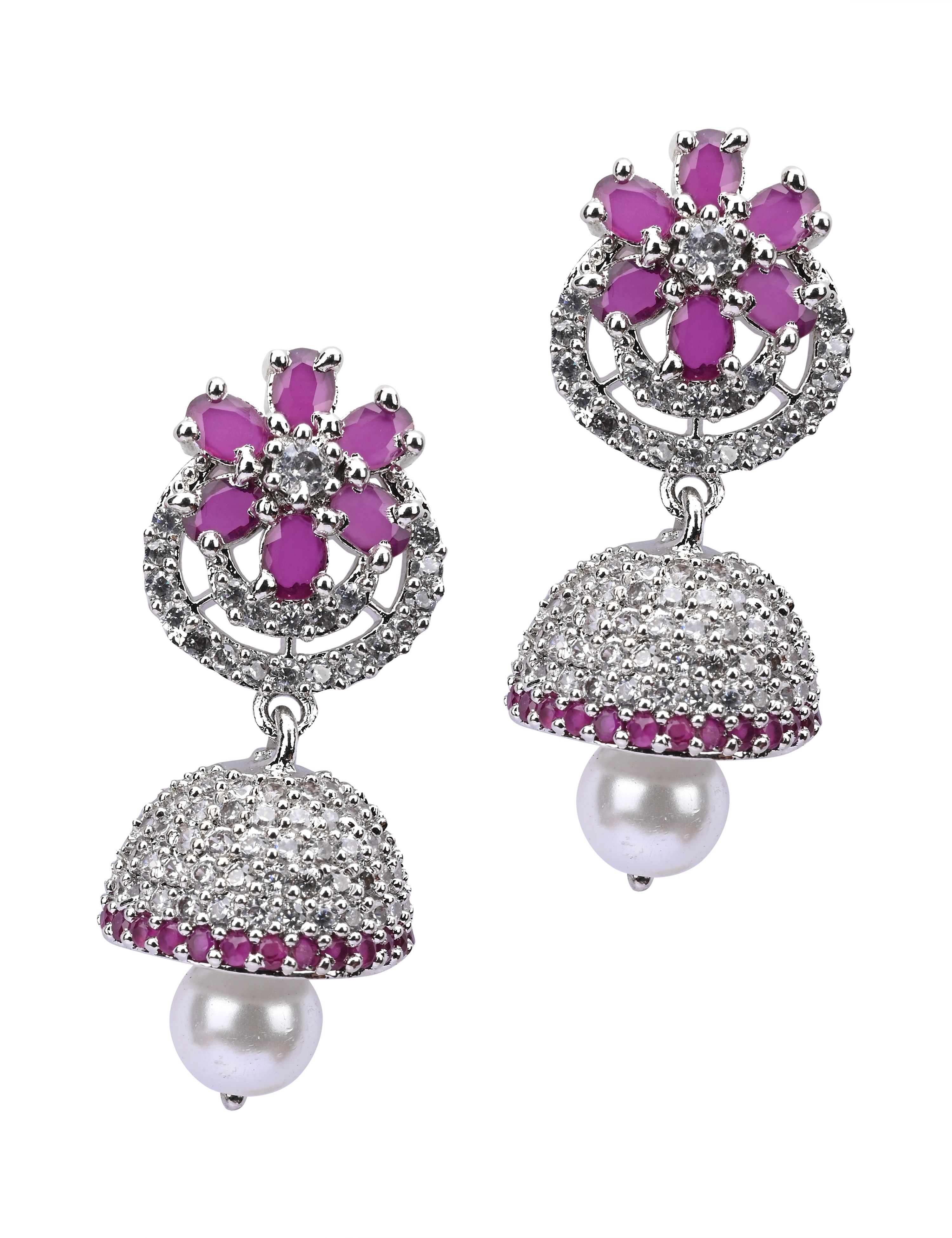 The Nila Silver Plated Floral Jhumkas