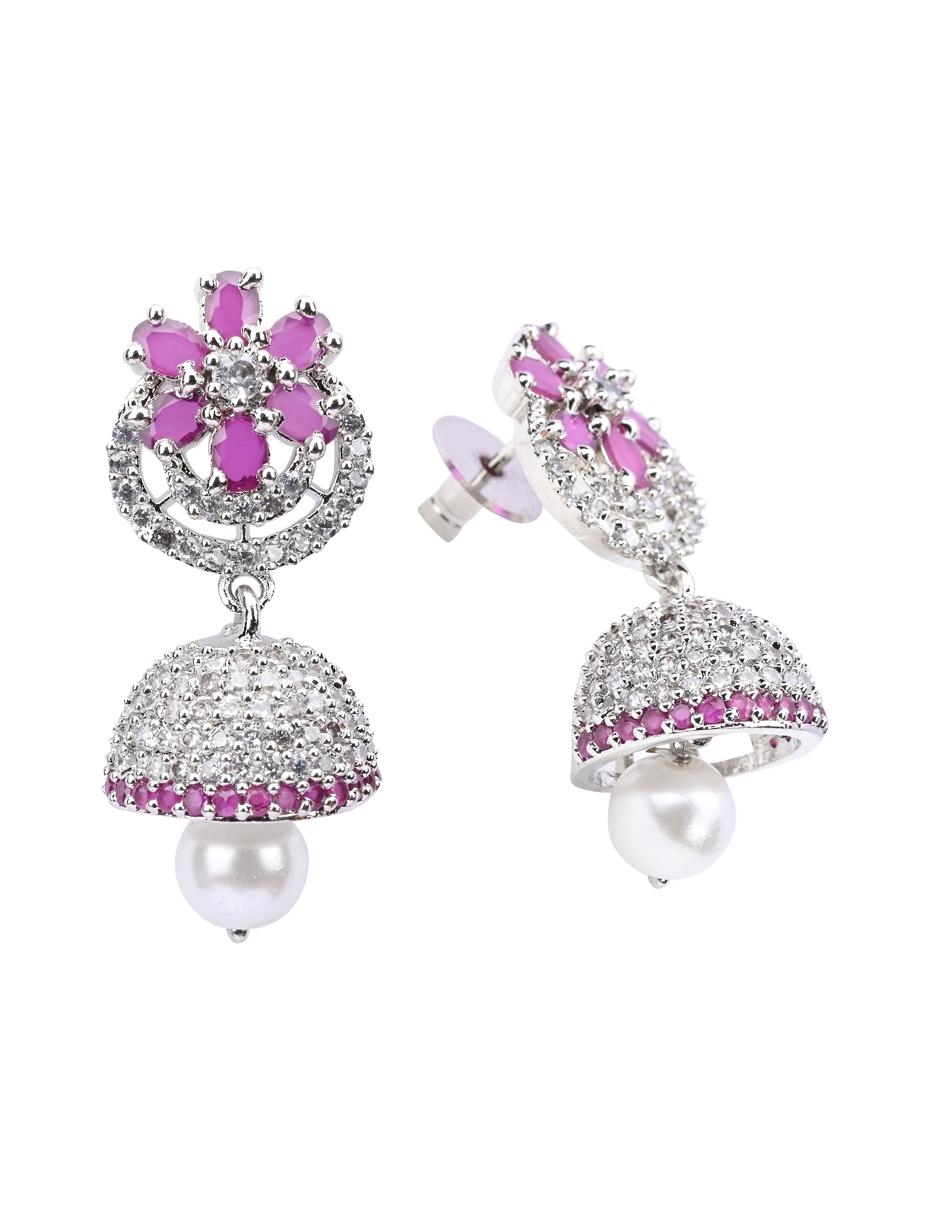 The Nila Silver Plated Floral Jhumkas
