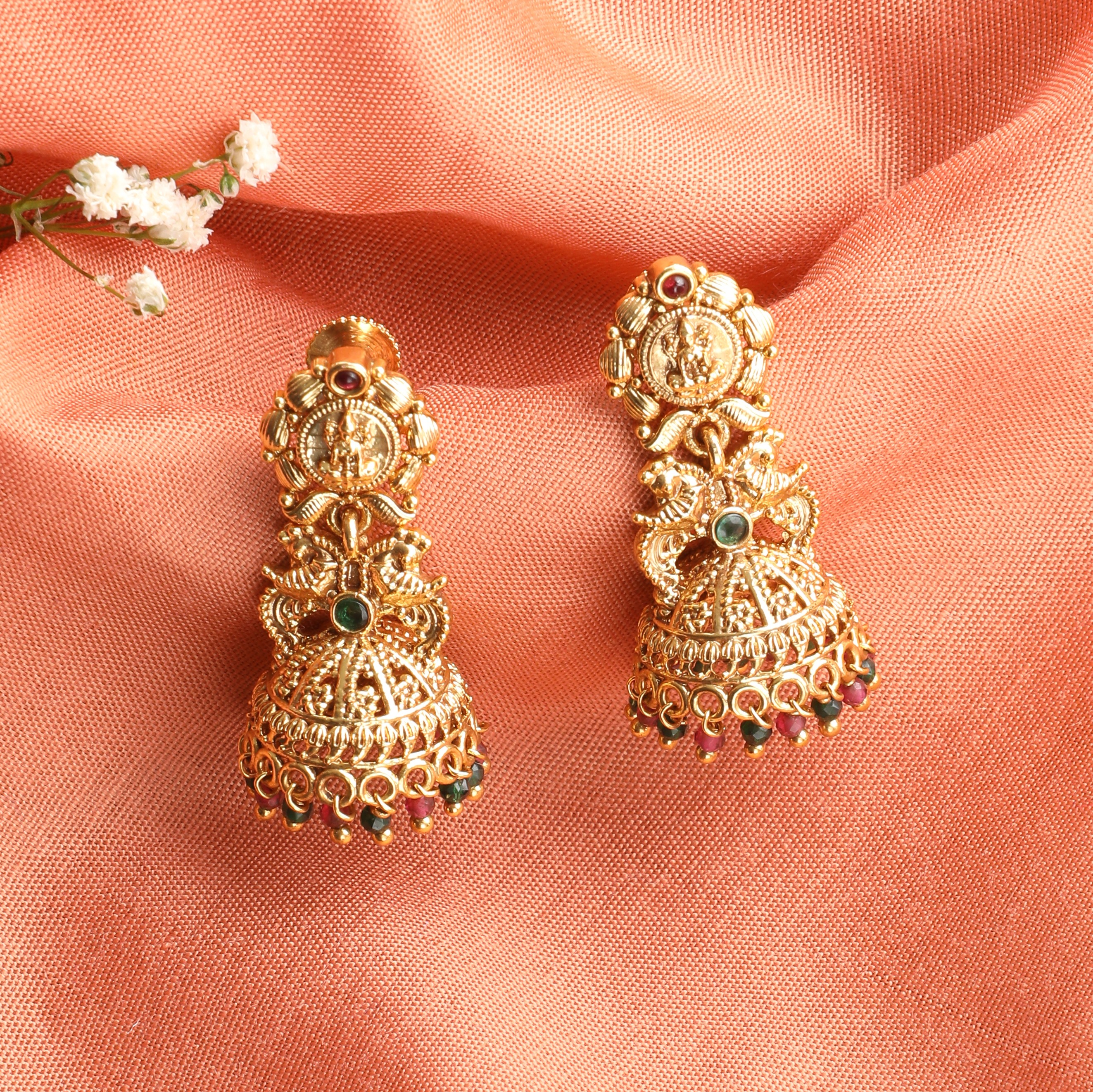 The Nila Gold Plated Ethnic Jhumkas