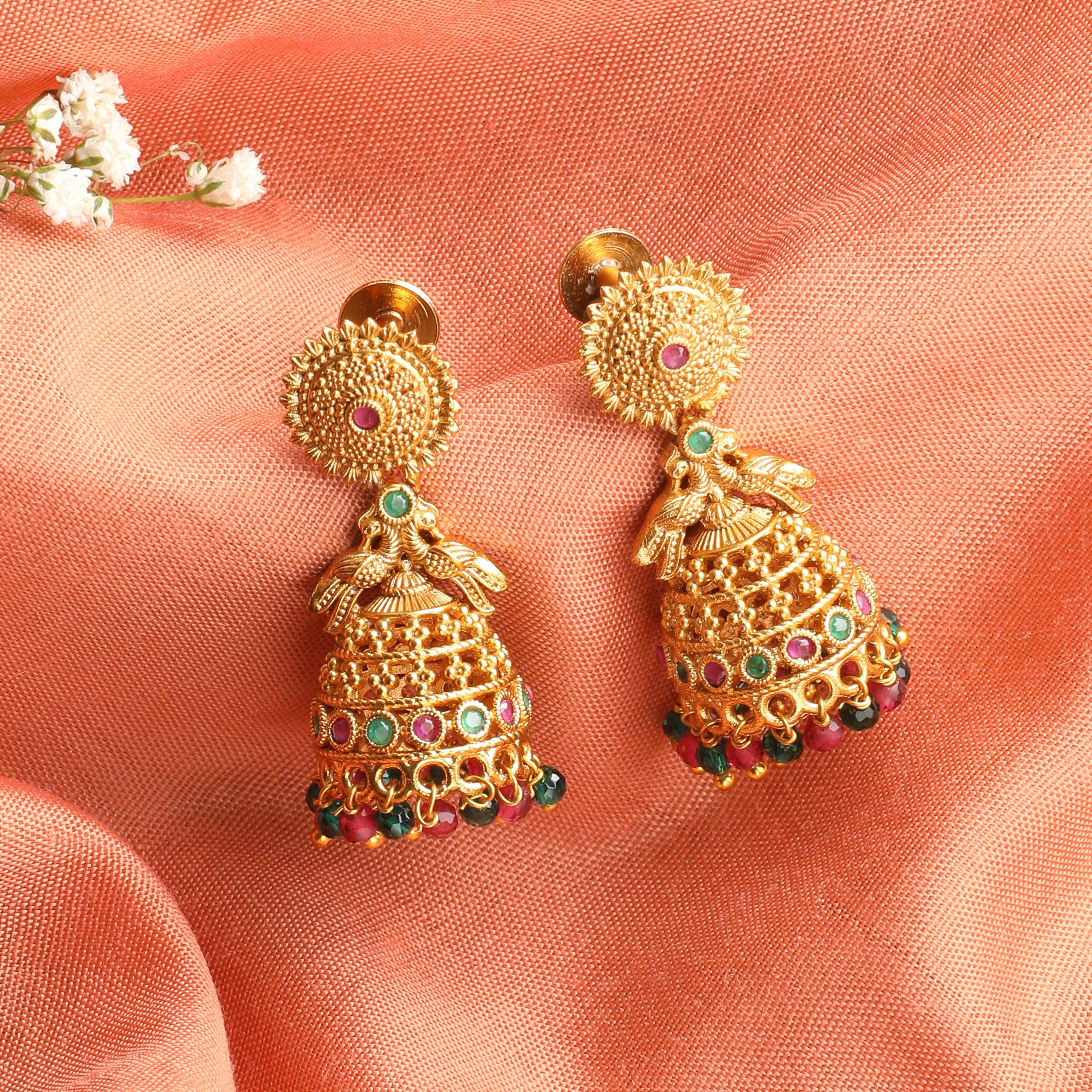 The Nila Gold Plated Ethnic Jhumkas