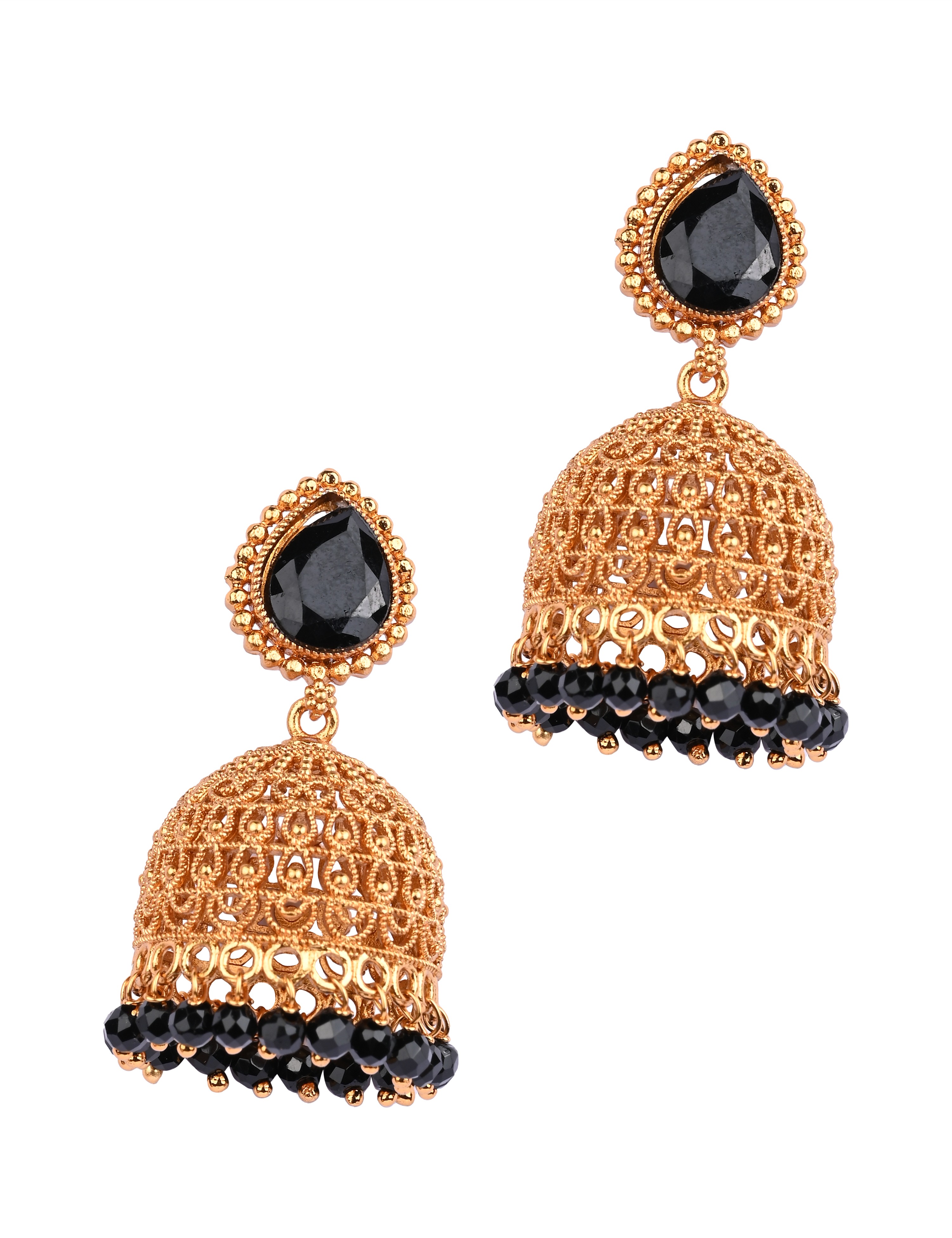 The Nila Gold Plated Garnet Drop Jhumkas
