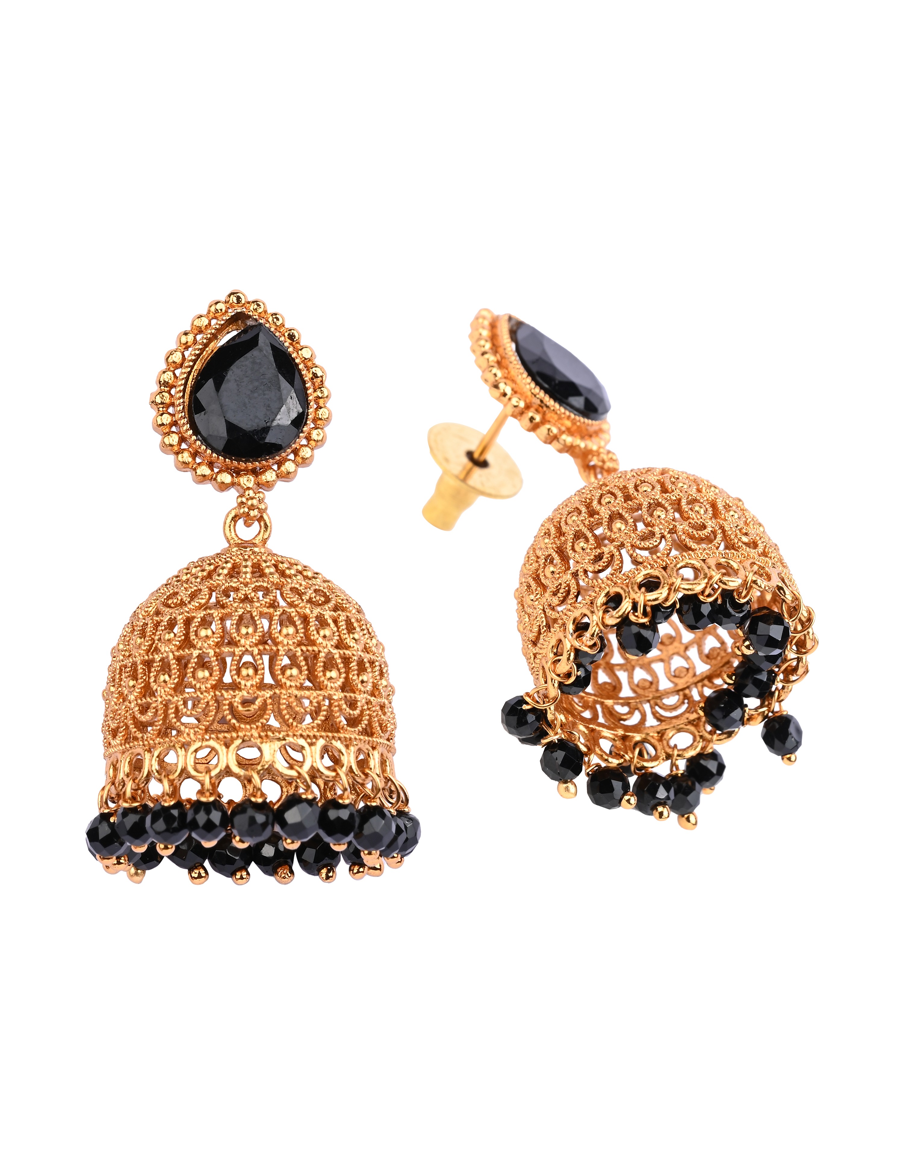 The Nila Gold Plated Garnet Drop Jhumkas