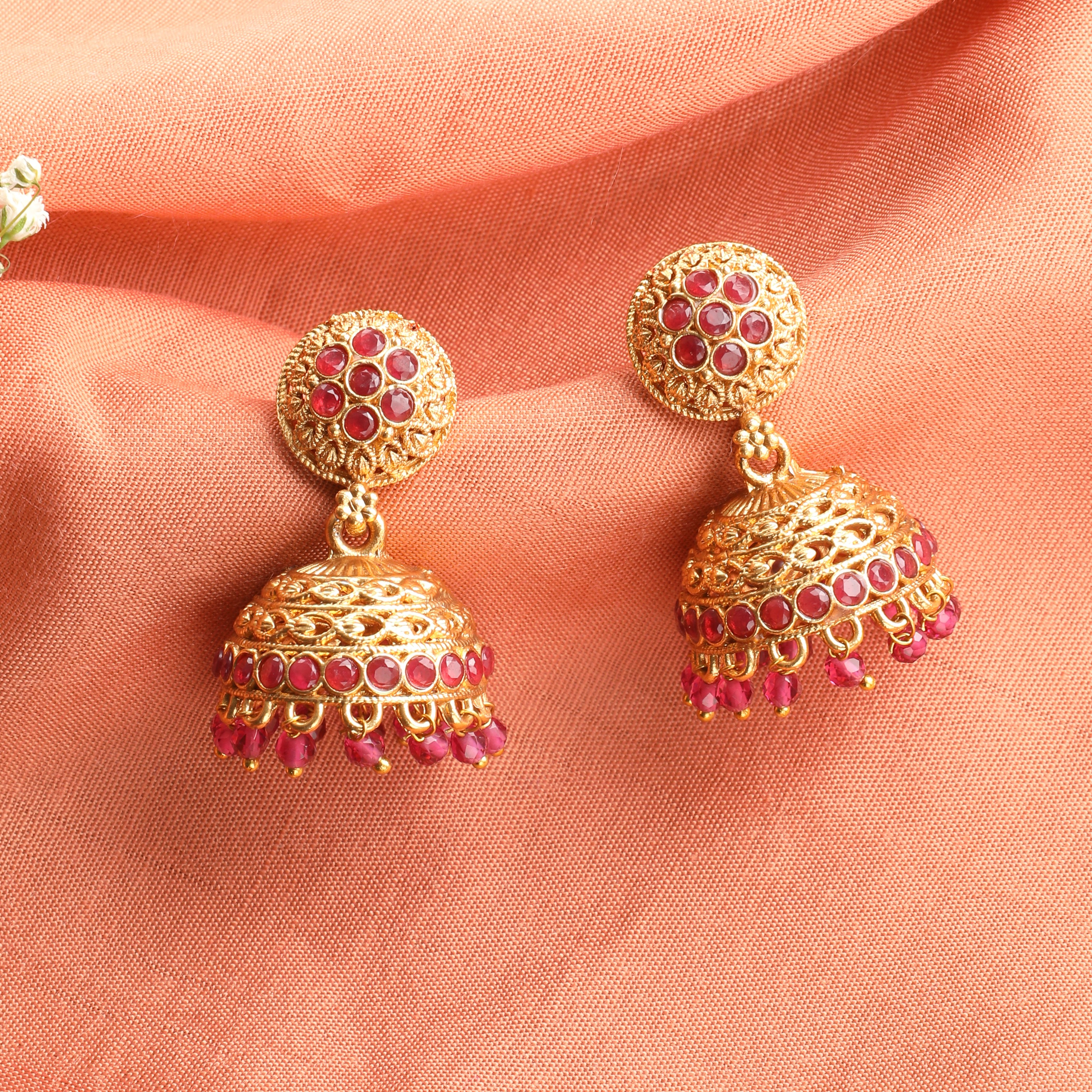 The Nila Gold Plated Dome Shaped Jhumkas