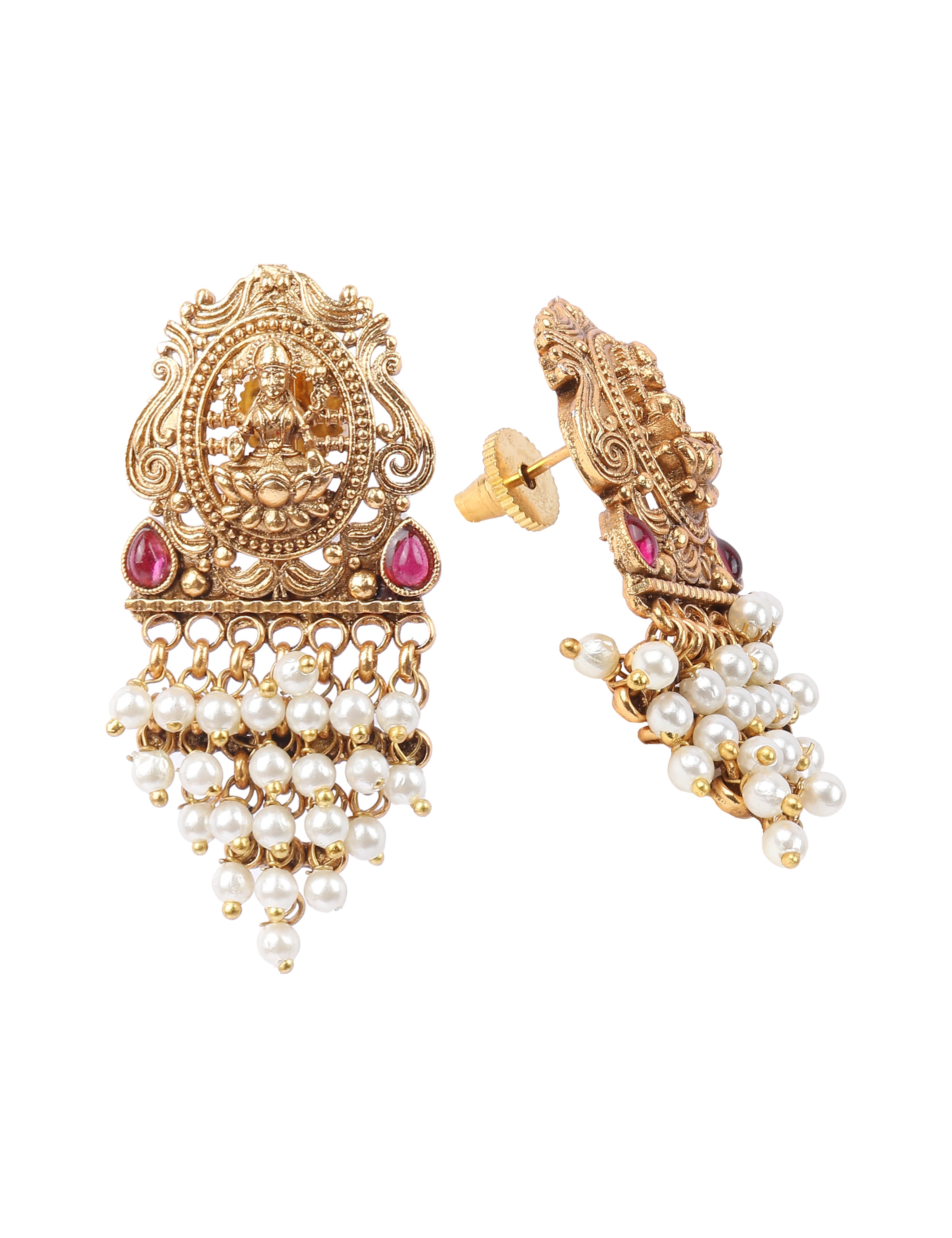 The Nila Gold Plated Pearl Top Earings