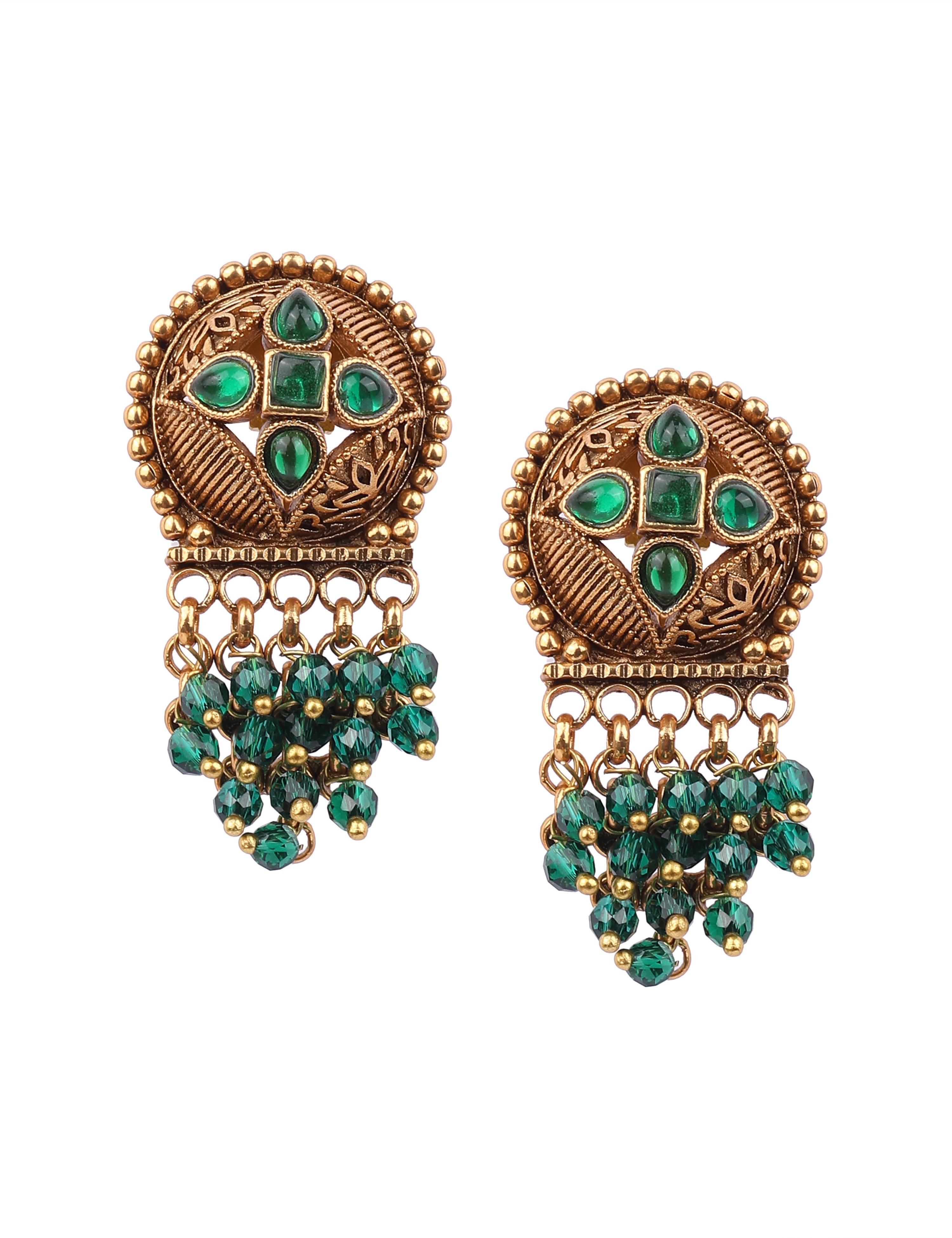 The Nila Gold Plated Blue Bead Top Earings