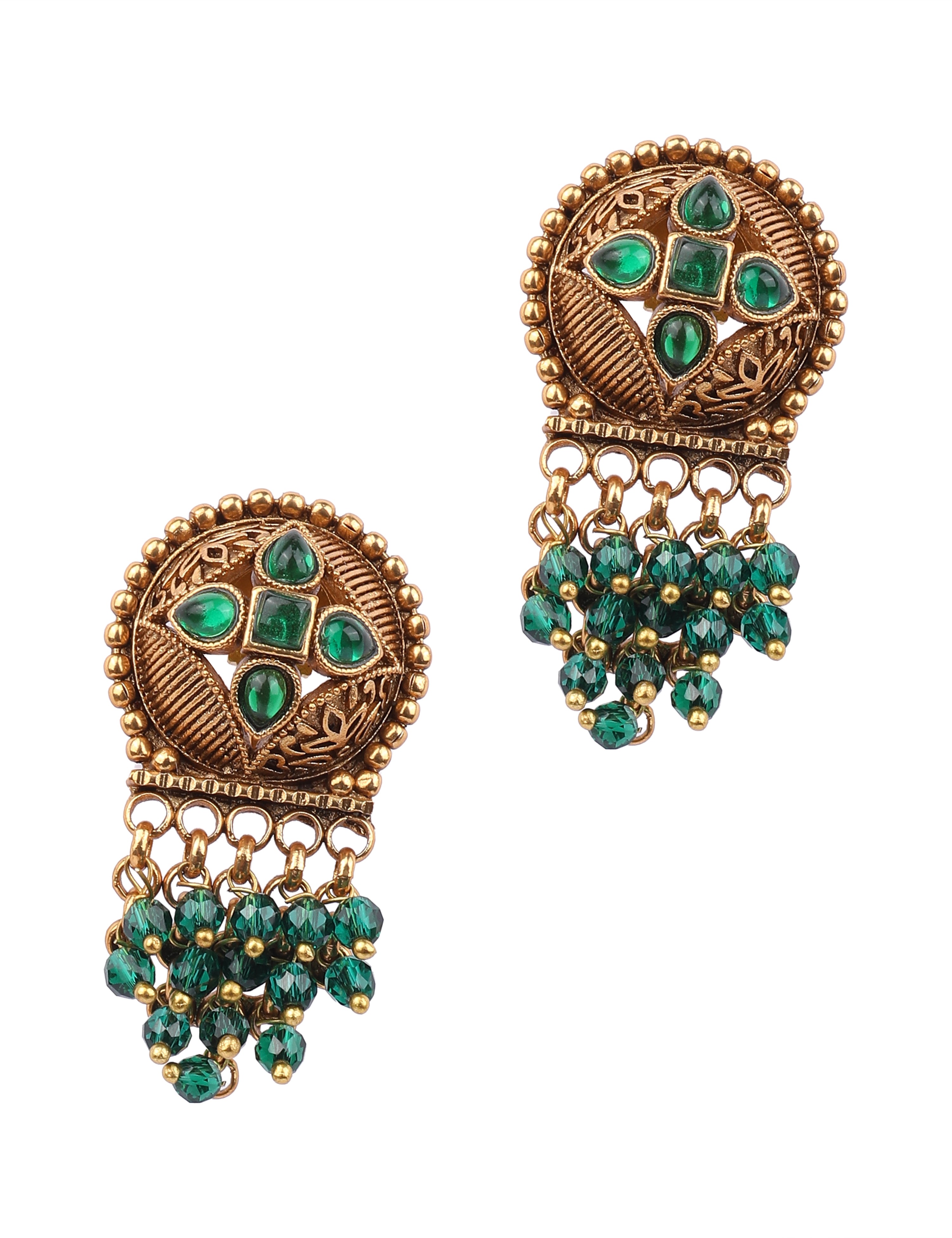 The Nila Gold Plated Blue Bead Top Earings