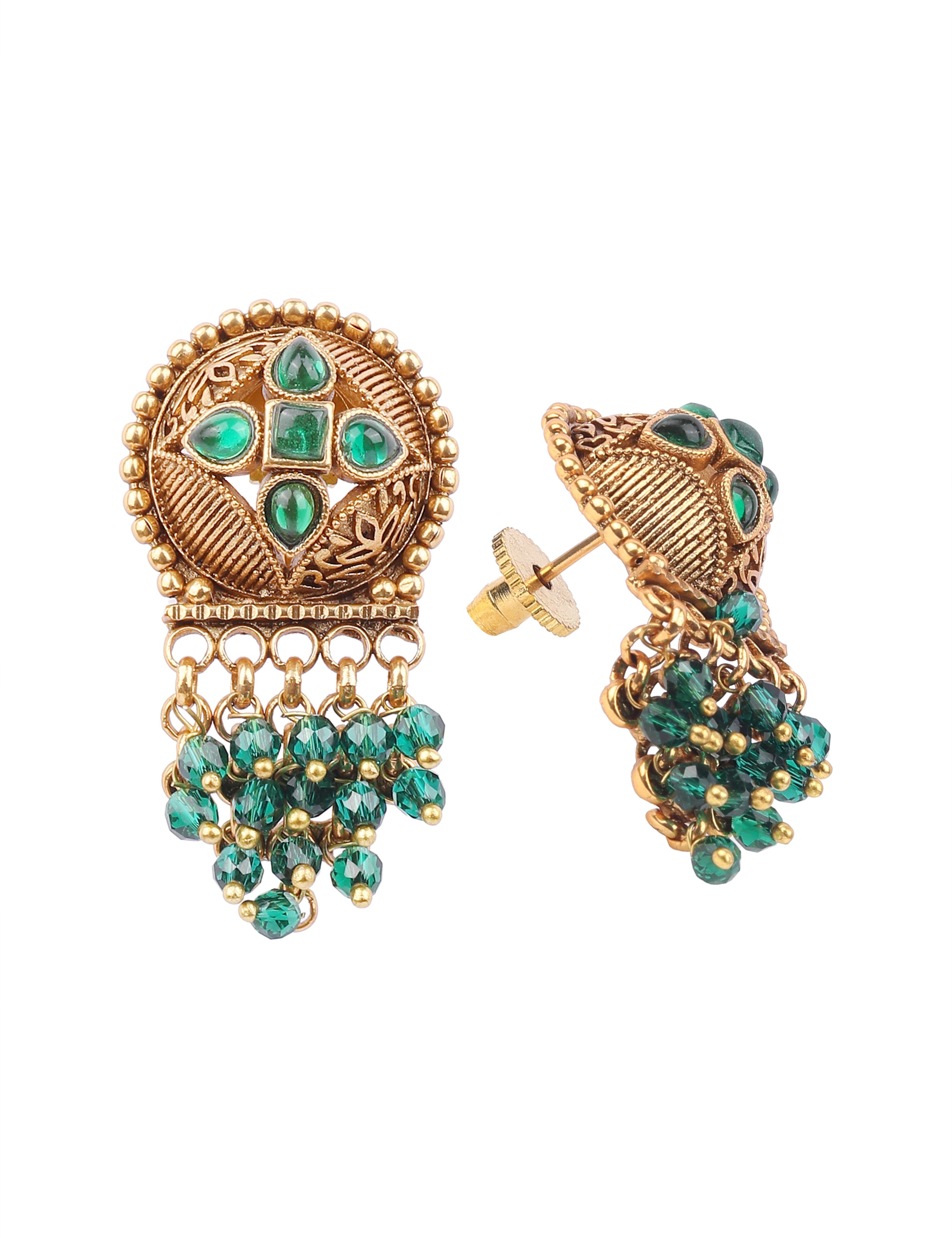 The Nila Gold Plated Blue Bead Top Earings