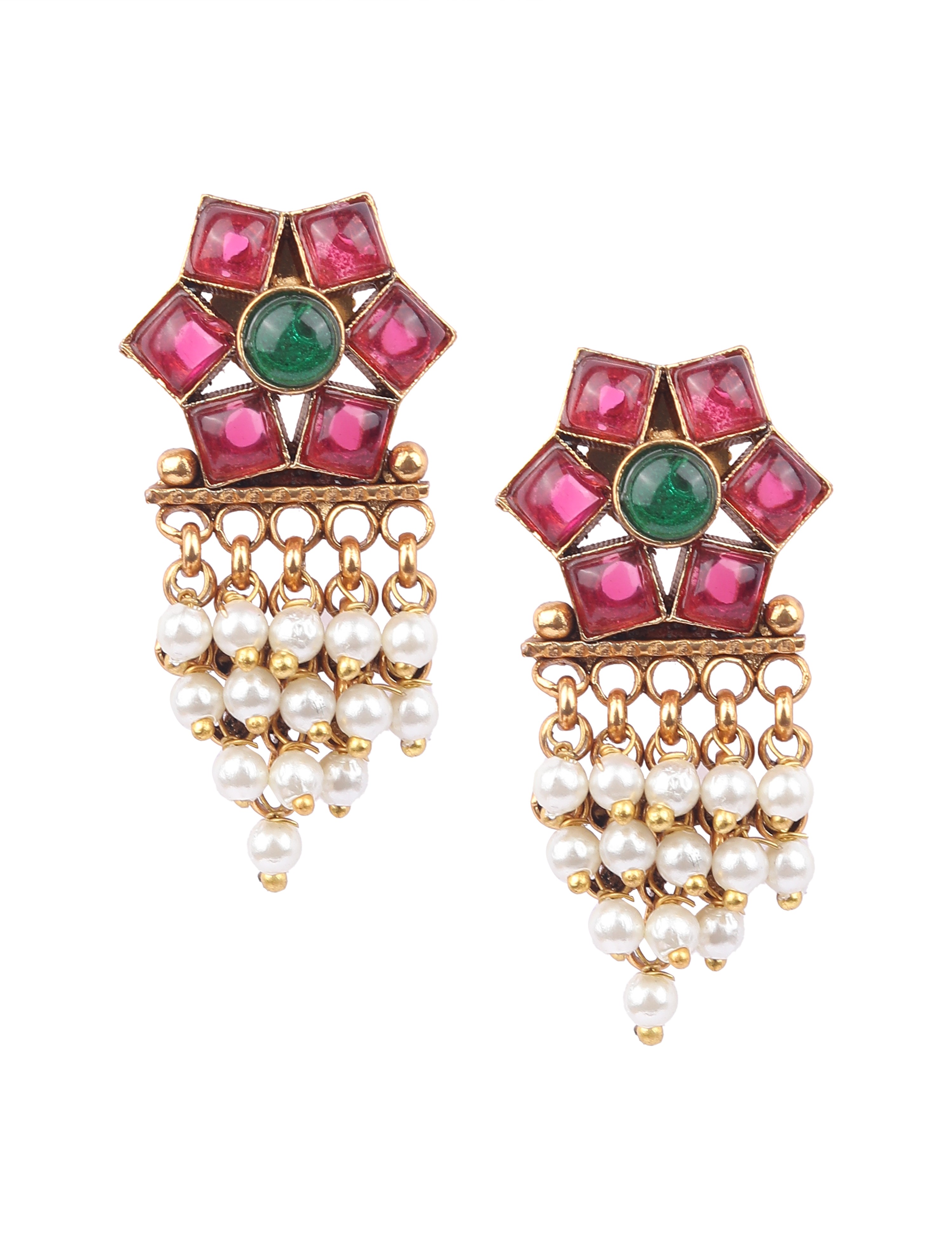The Nila Gold Plated Kundan Floral Top Earings