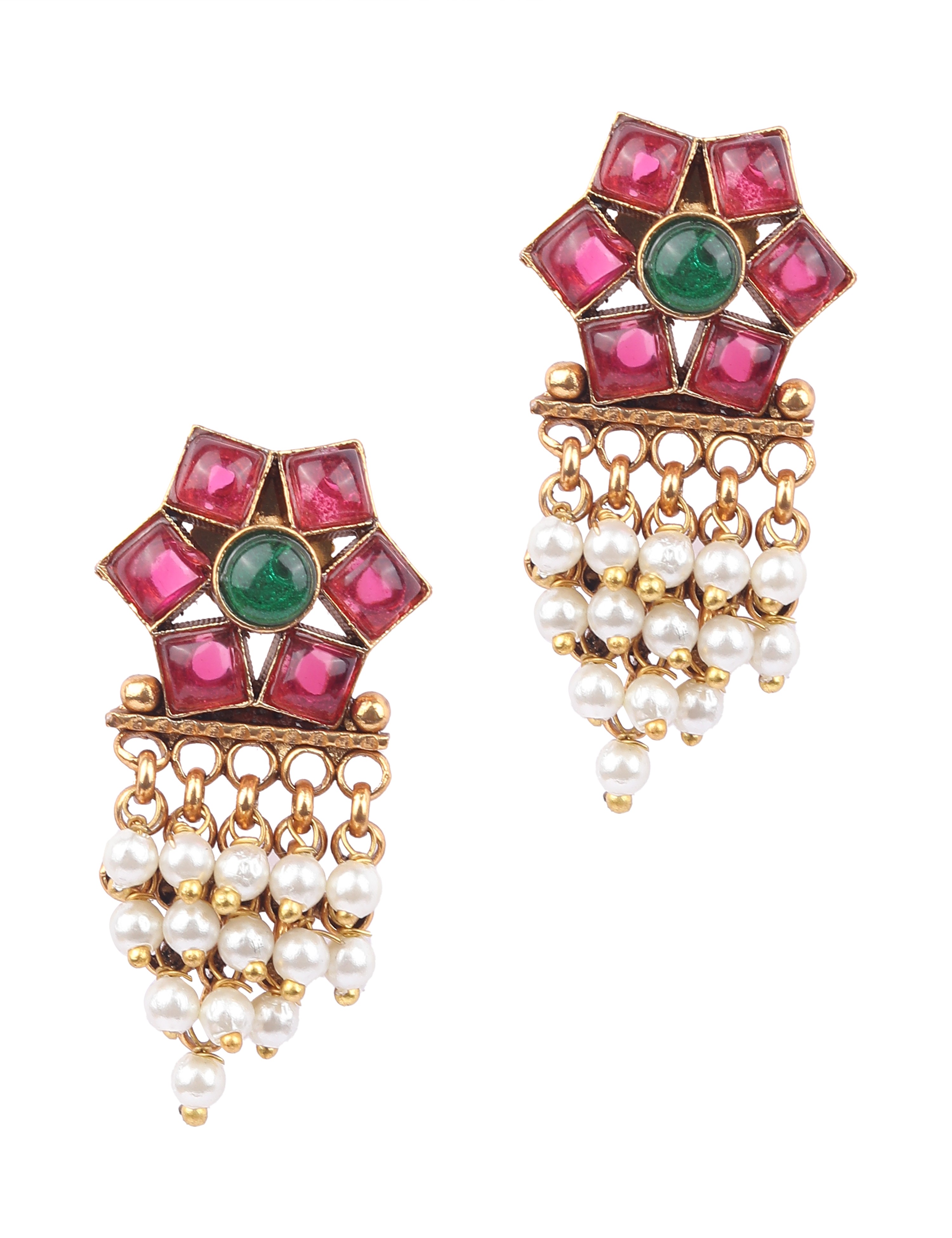The Nila Gold Plated Kundan Floral Top Earings