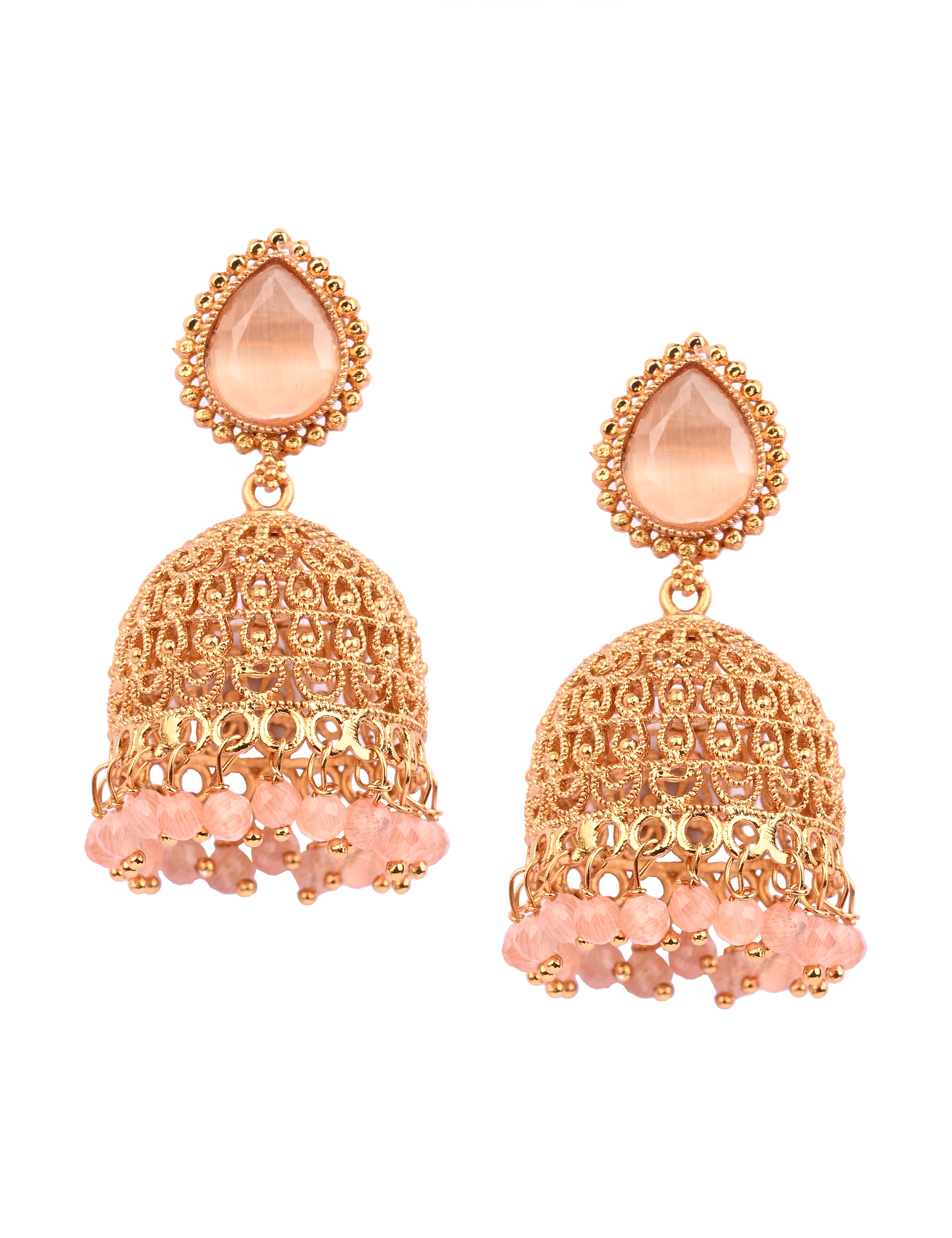 The Nila Gold Plated Pink Drop Jhumkas