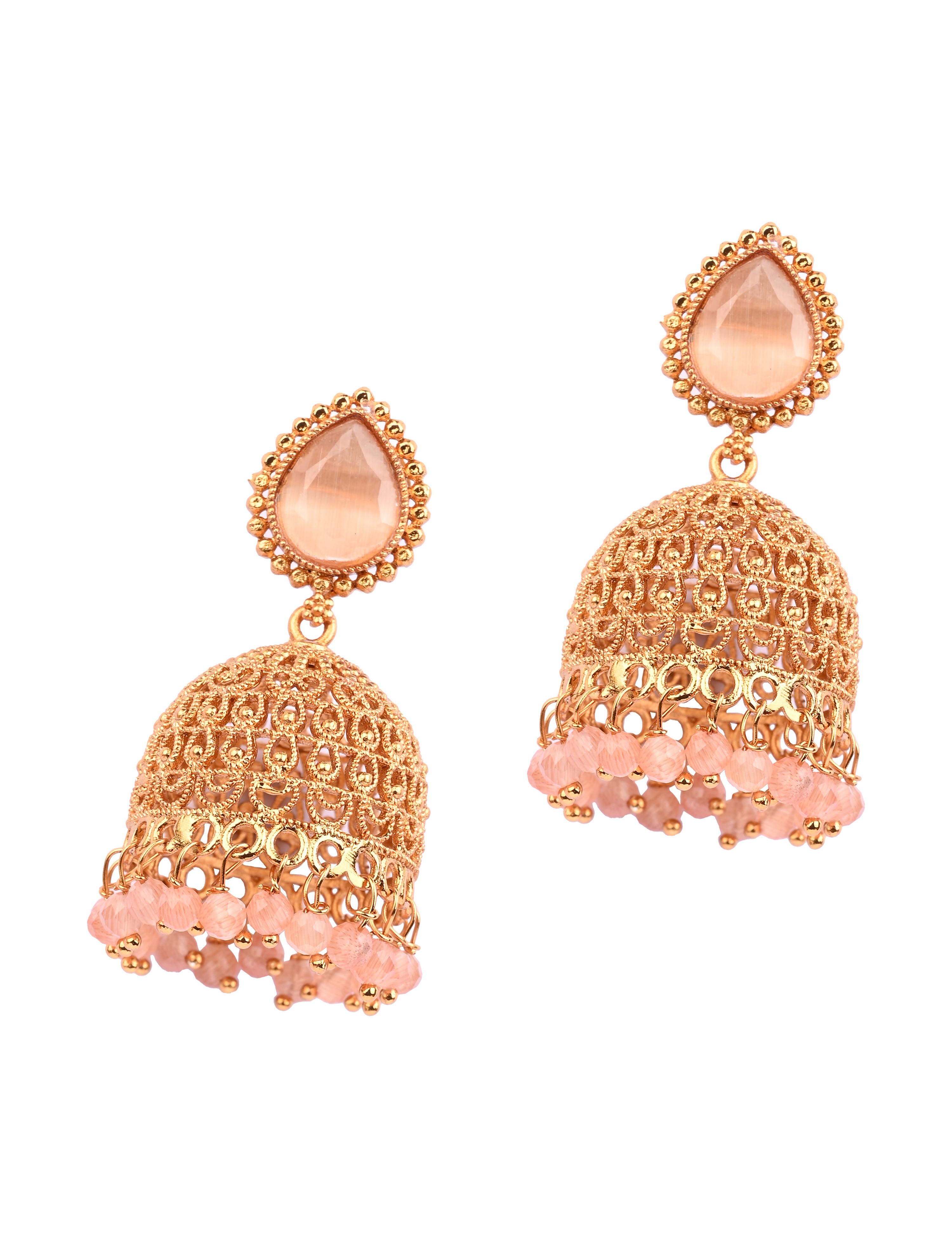 The Nila Gold Plated Pink Drop Jhumkas