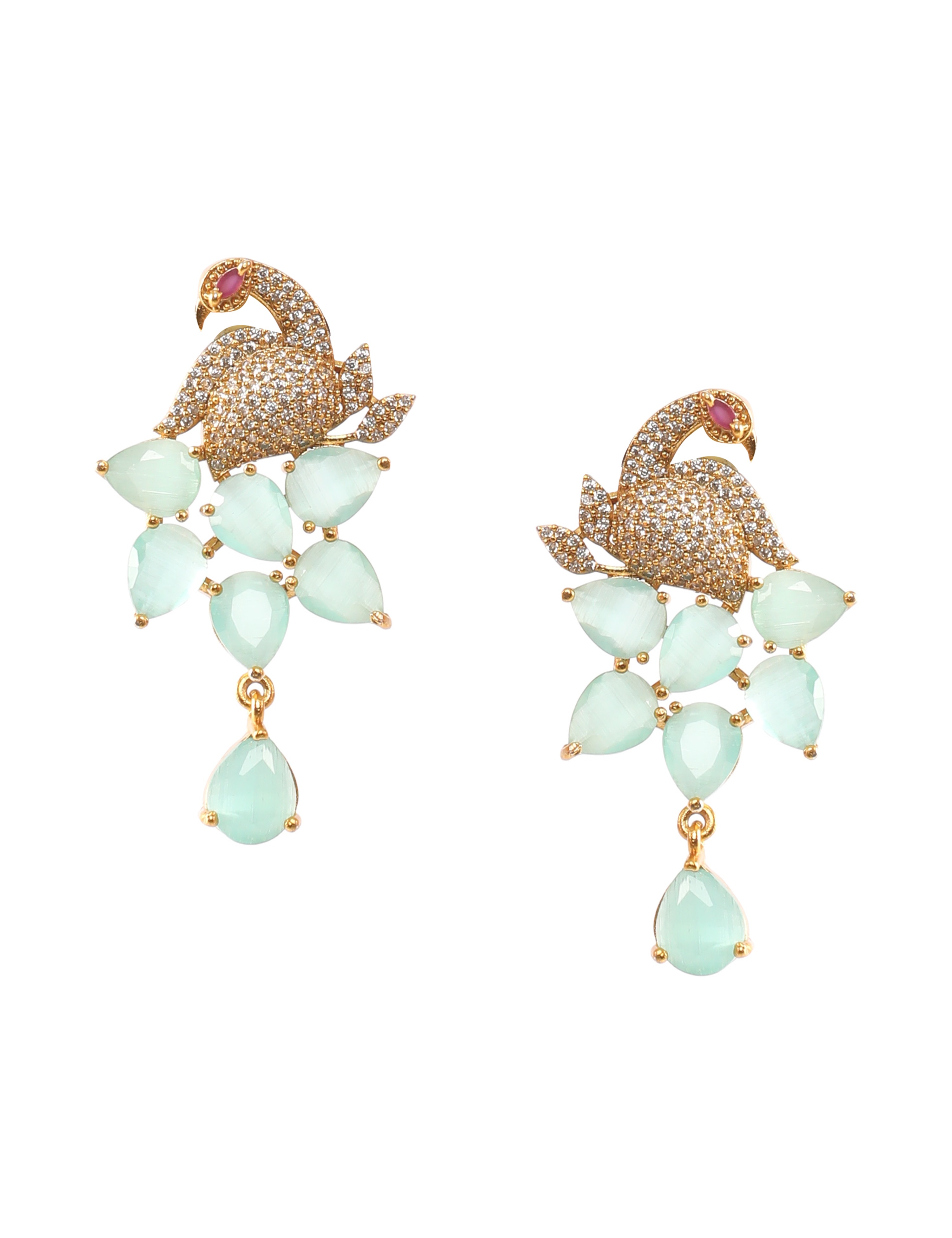The Nila Turquoise Crystal Peacock Pendant with Earrings