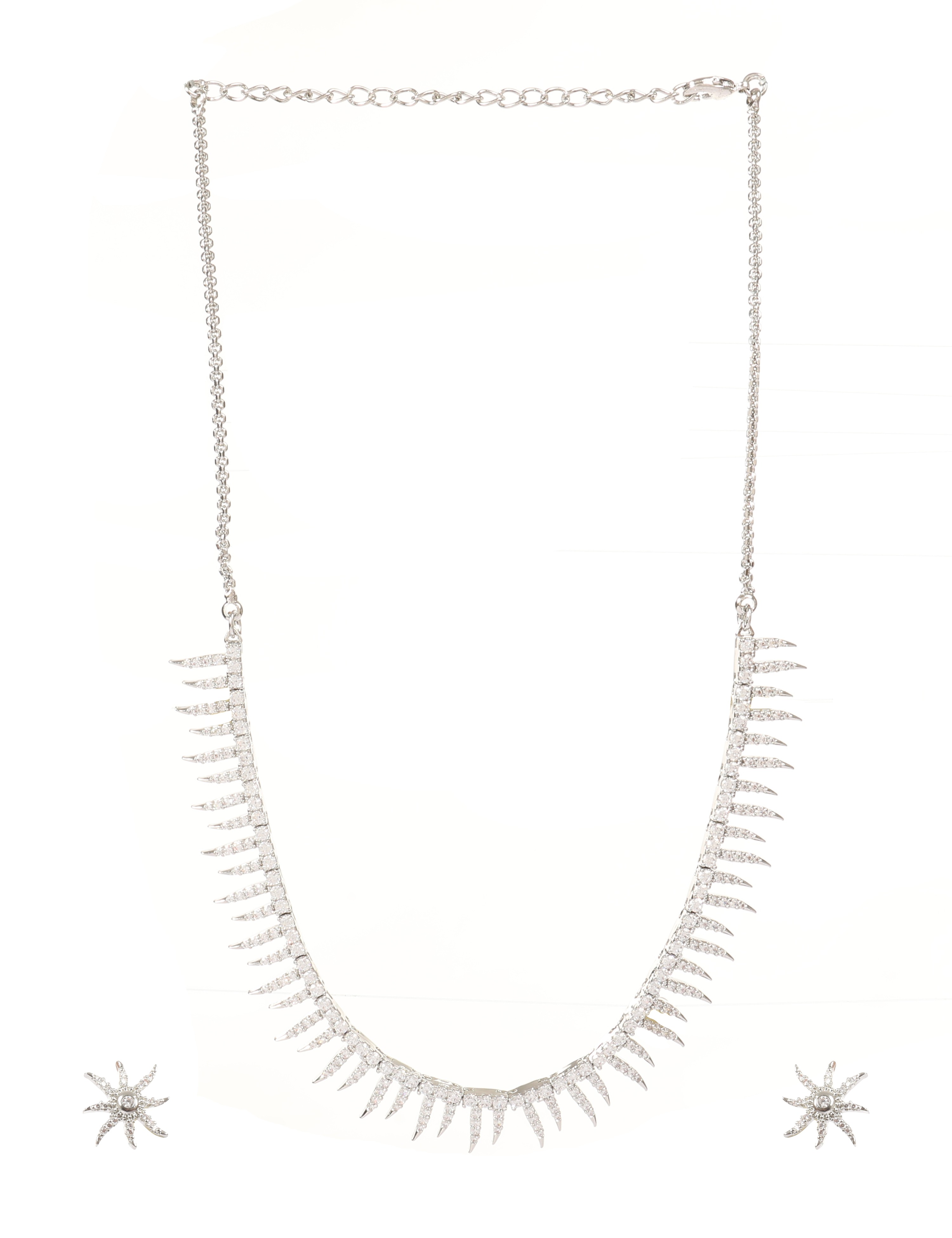The Nila Silver Plated Designer Snowflake Necklace Set