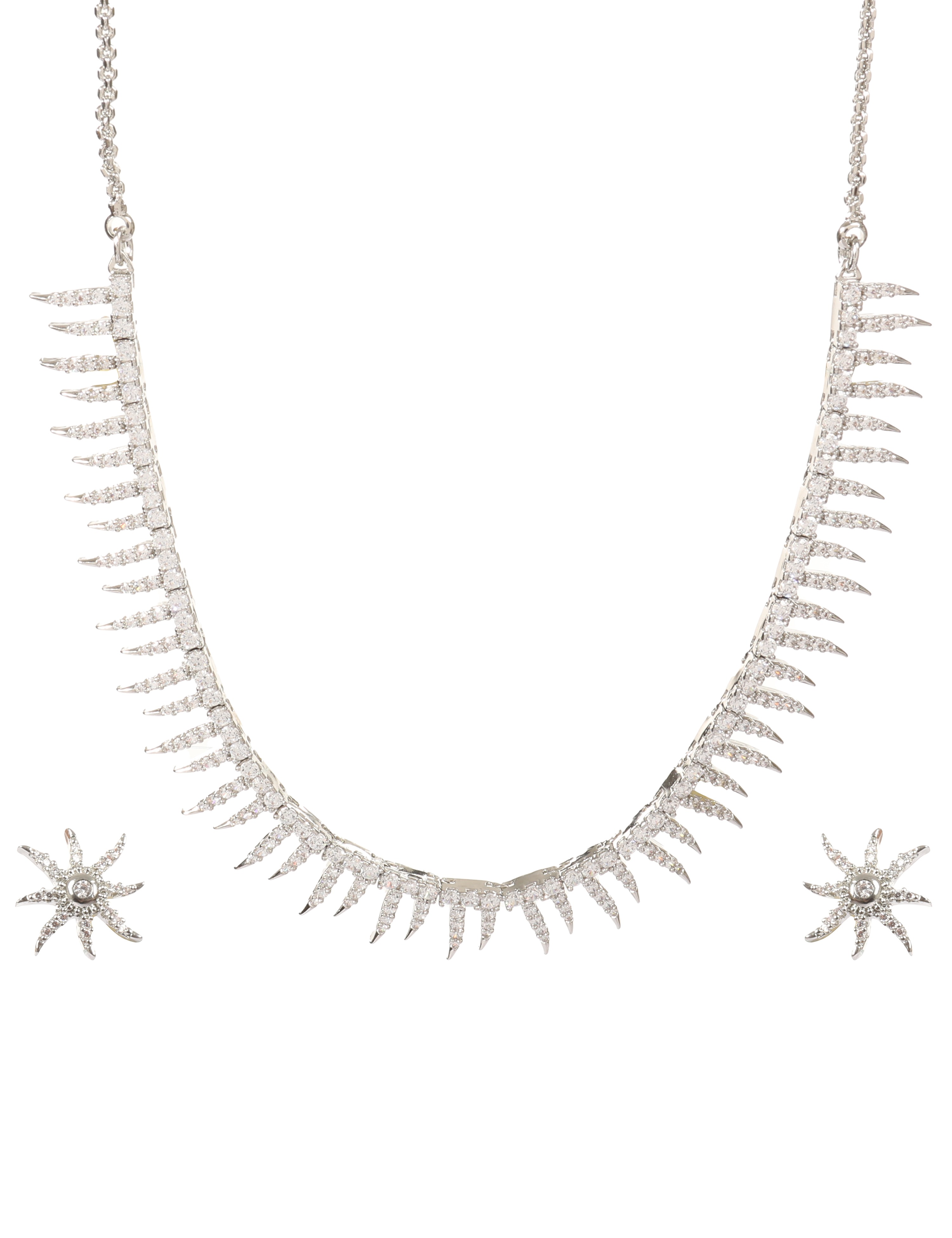 The Nila Silver Plated Designer Snowflake Necklace Set