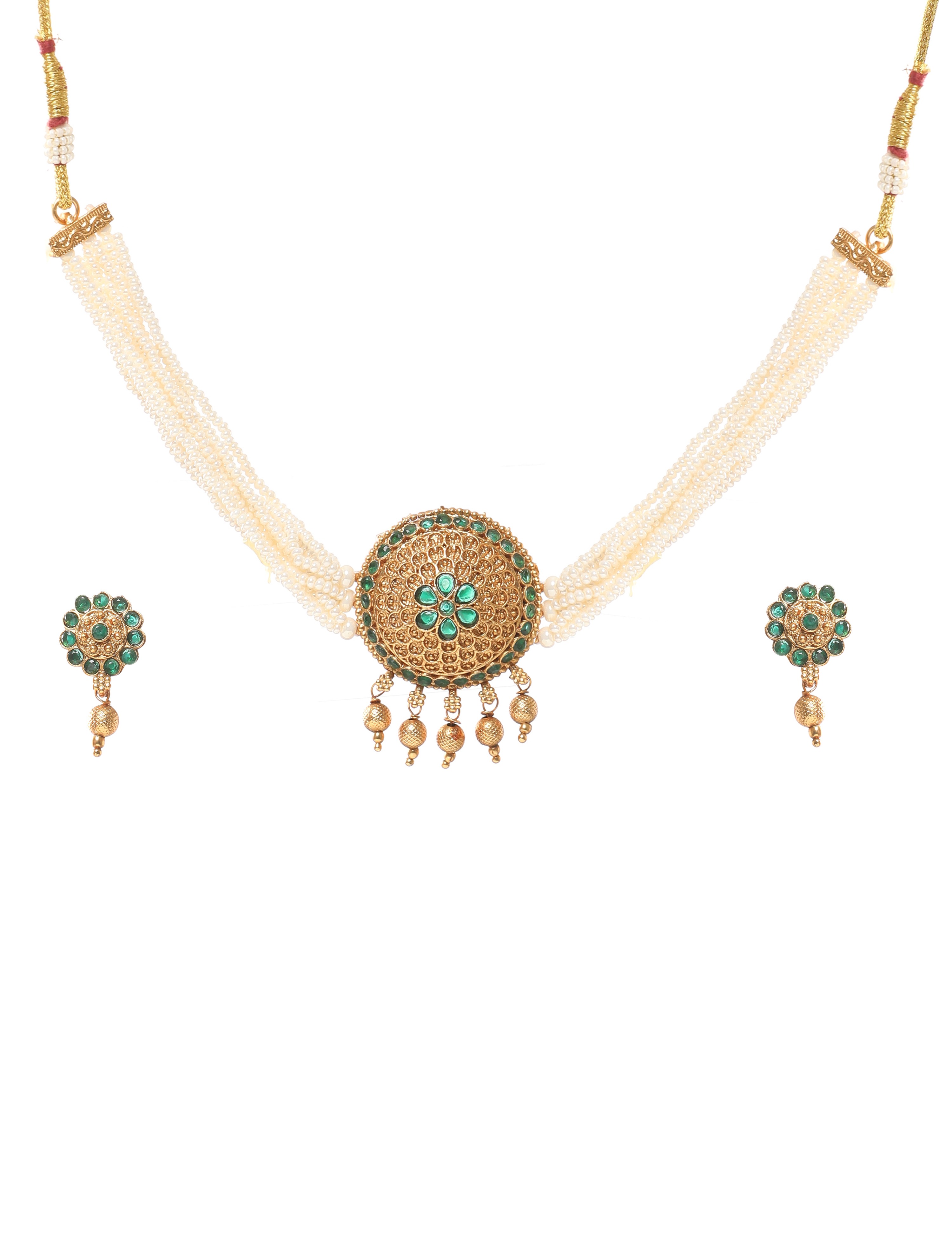 The Nila Gold Plated Pearl and Kundan Choker Set