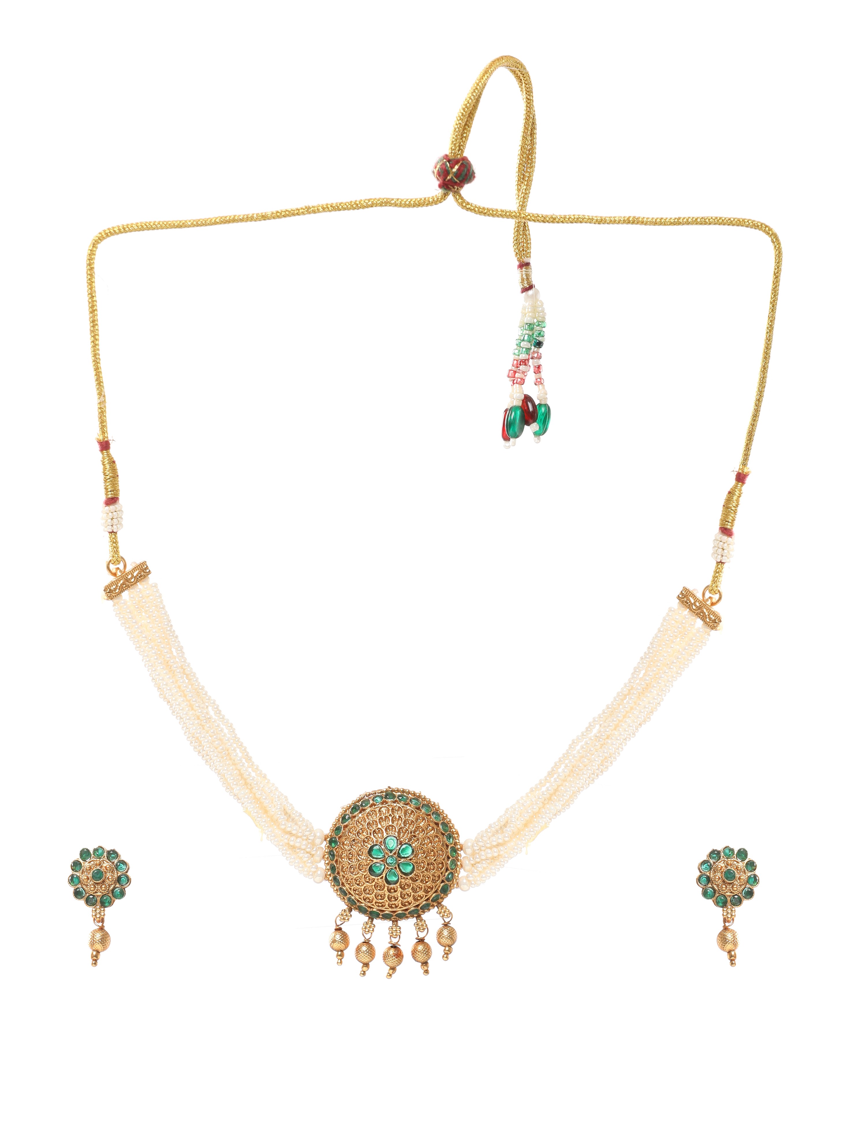 The Nila Gold Plated Pearl and Kundan Choker Set