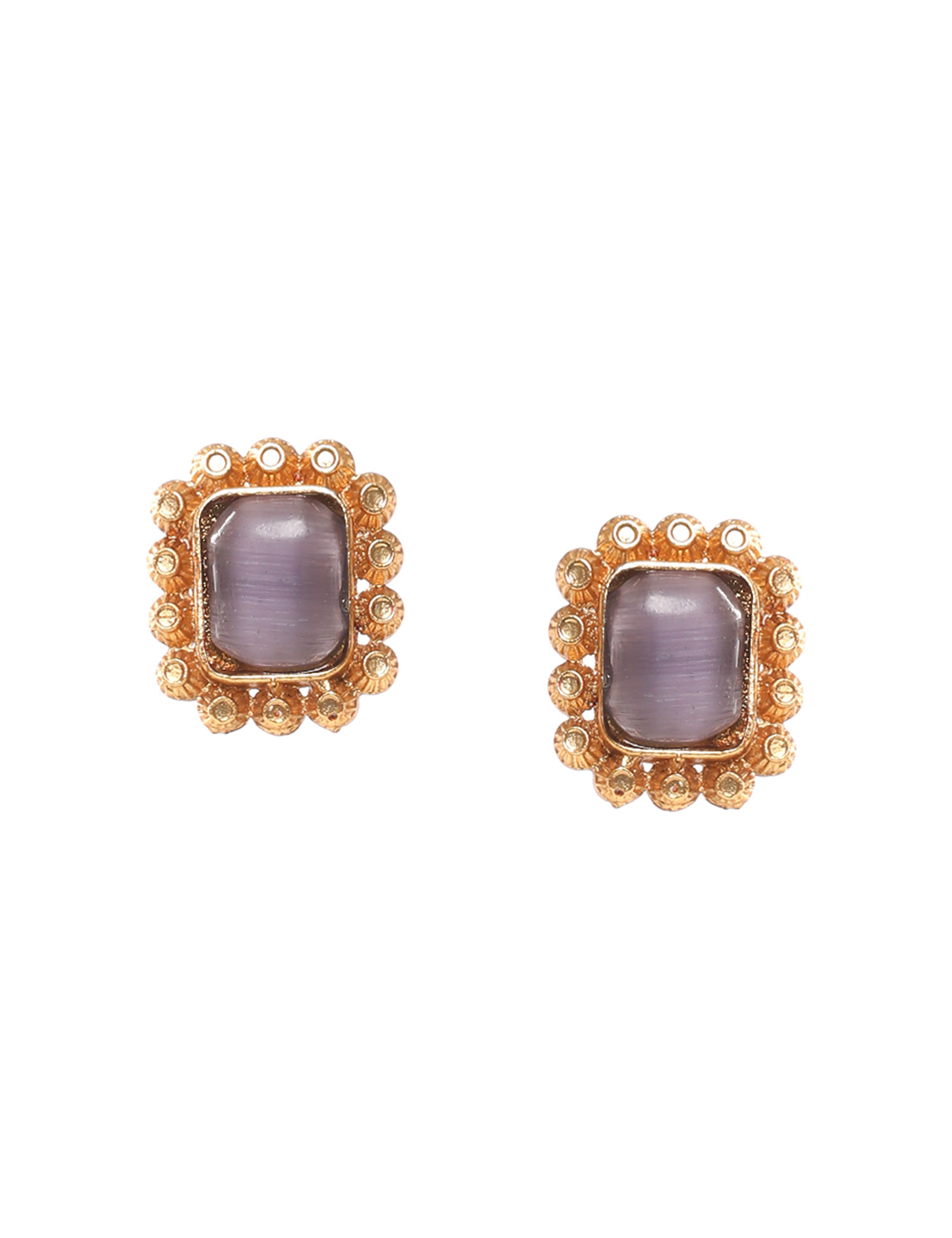 The Nila Gold Plated Pearl and Purple Stone Choker Set