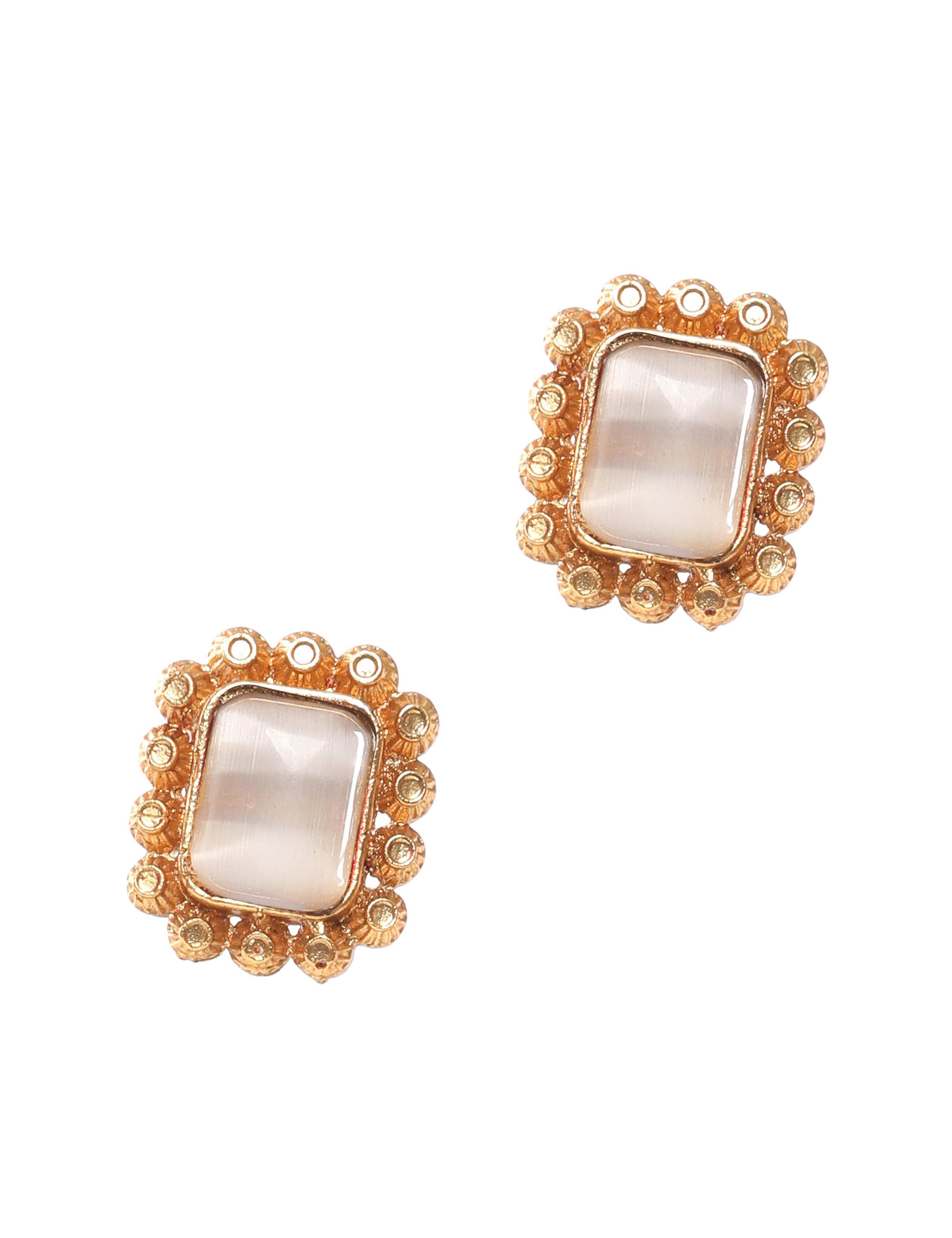 The Nila Gold Plated Pearl and Grey Stone Choker Set