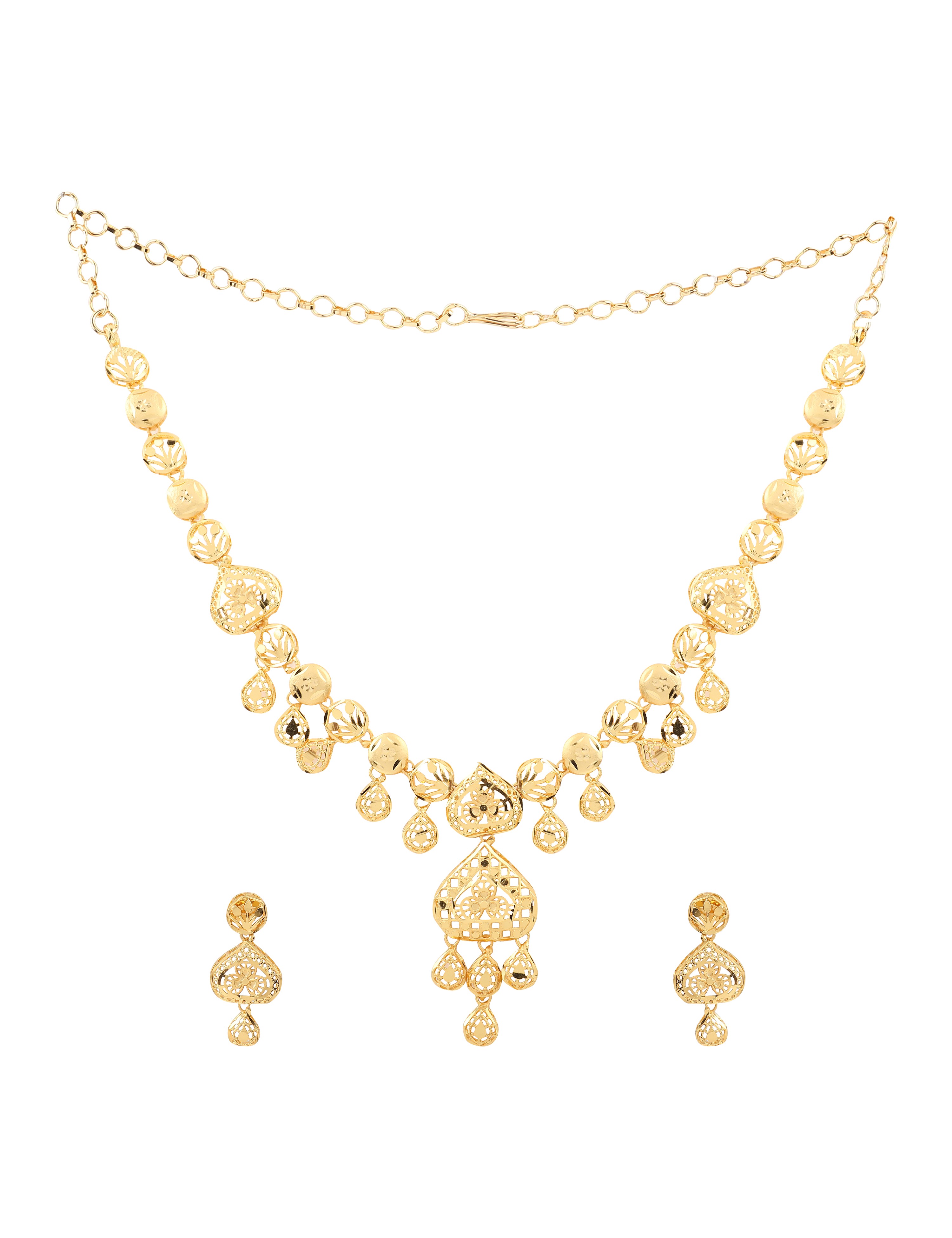 The Nila Gold Plated Short Necklace with Drop Earings