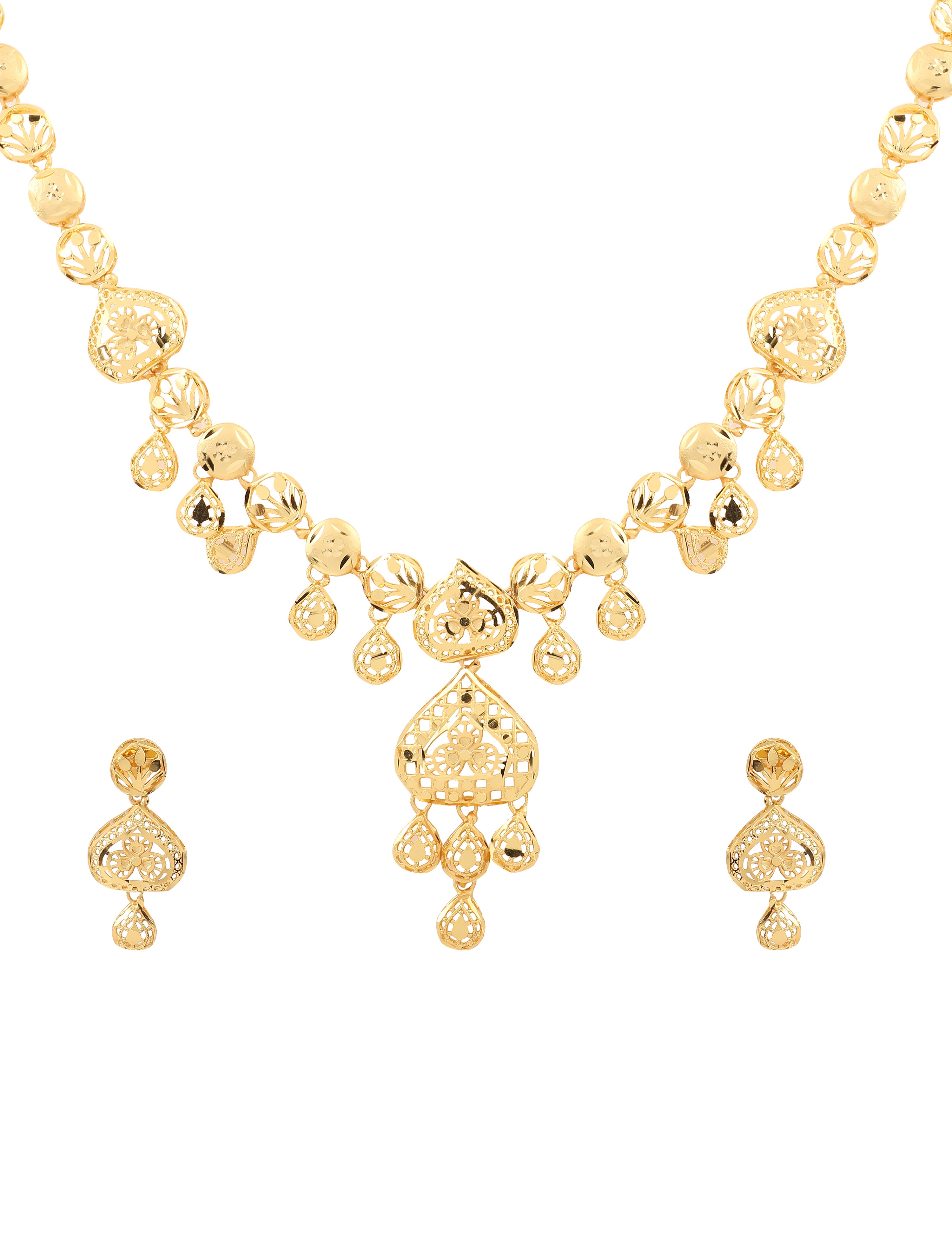 The Nila Gold Plated Short Necklace with Drop Earings