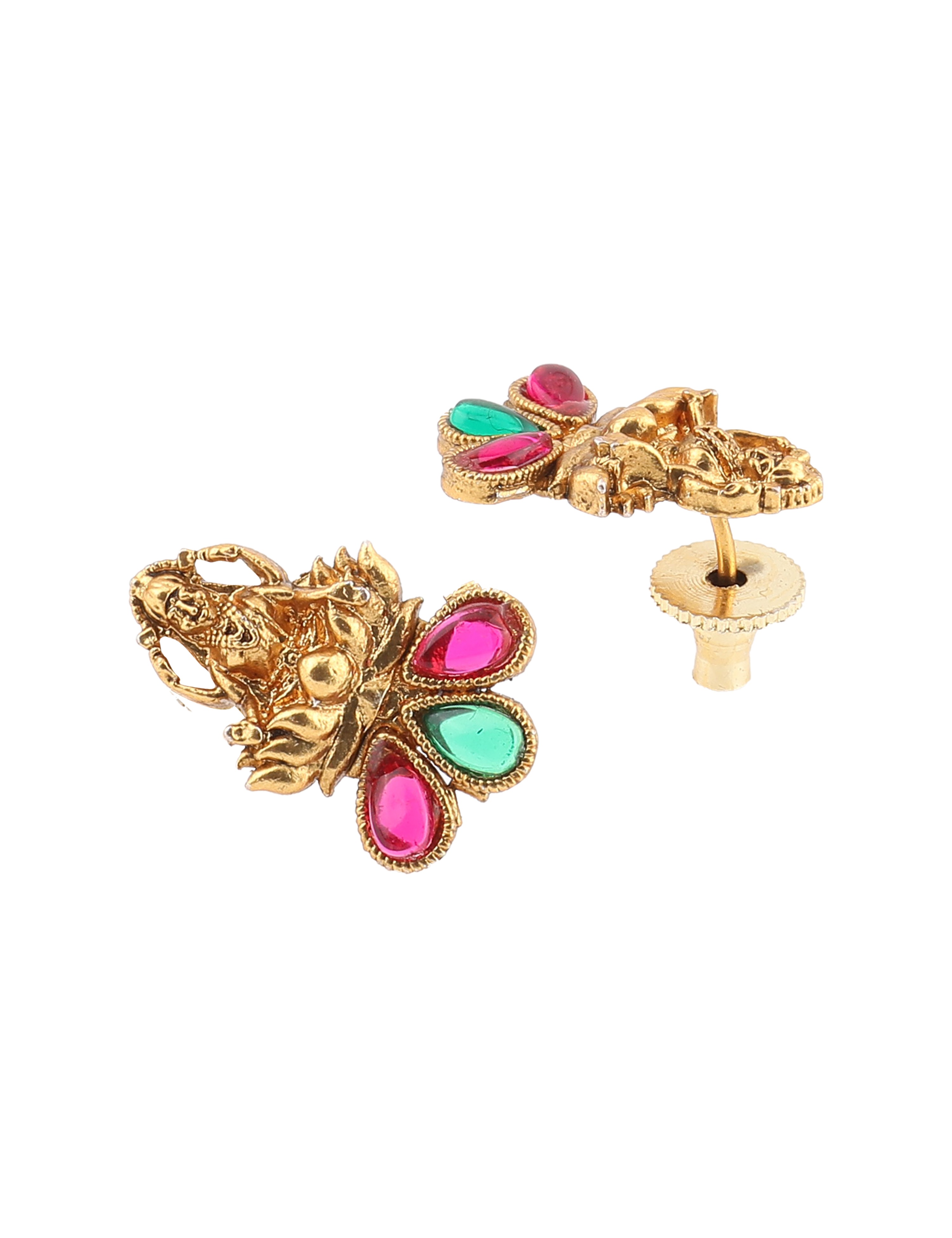 The Nila Gold Plated Lakshmi Short Necklace Set with Earings