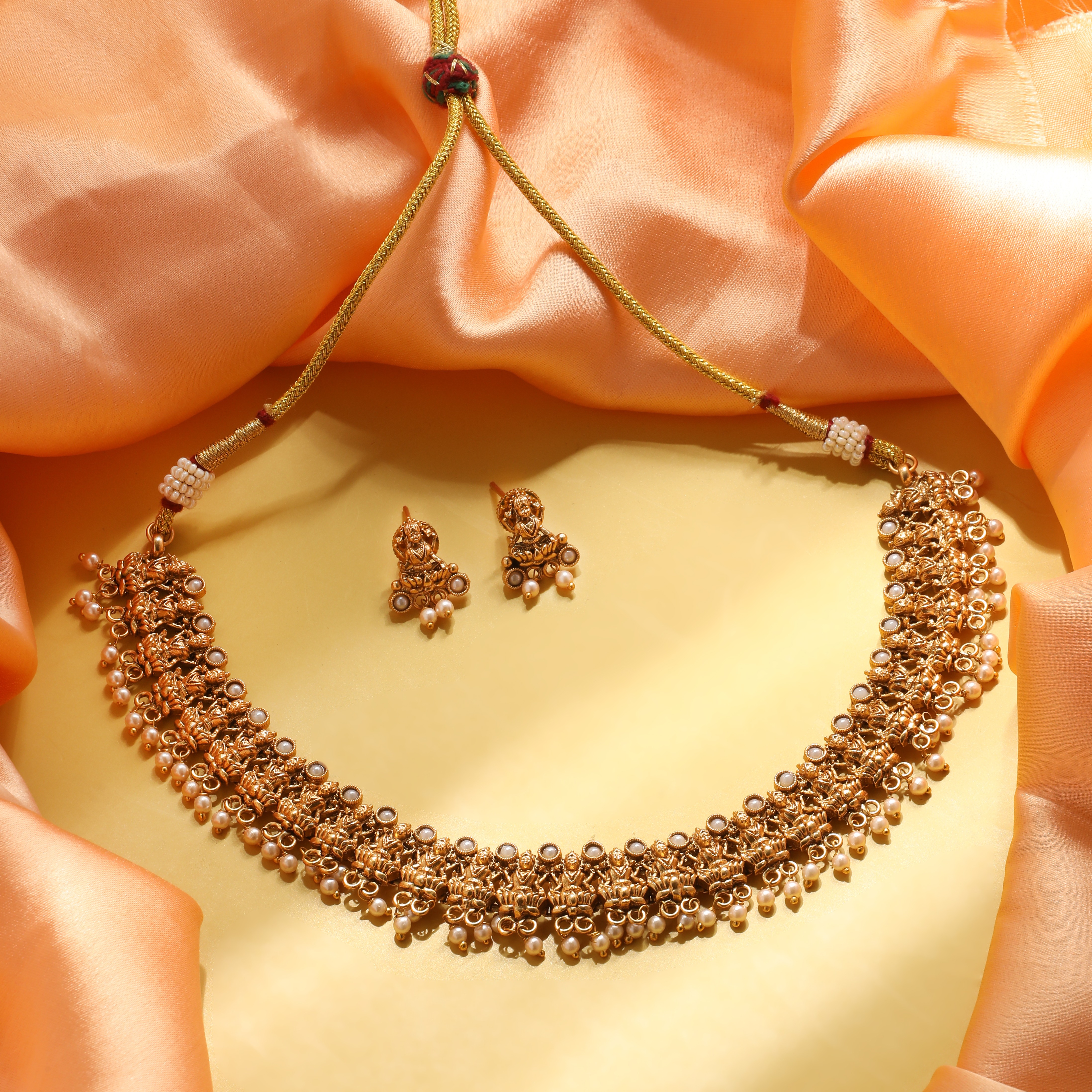 The Nila Gold Plated Ethnic Choker with Drops