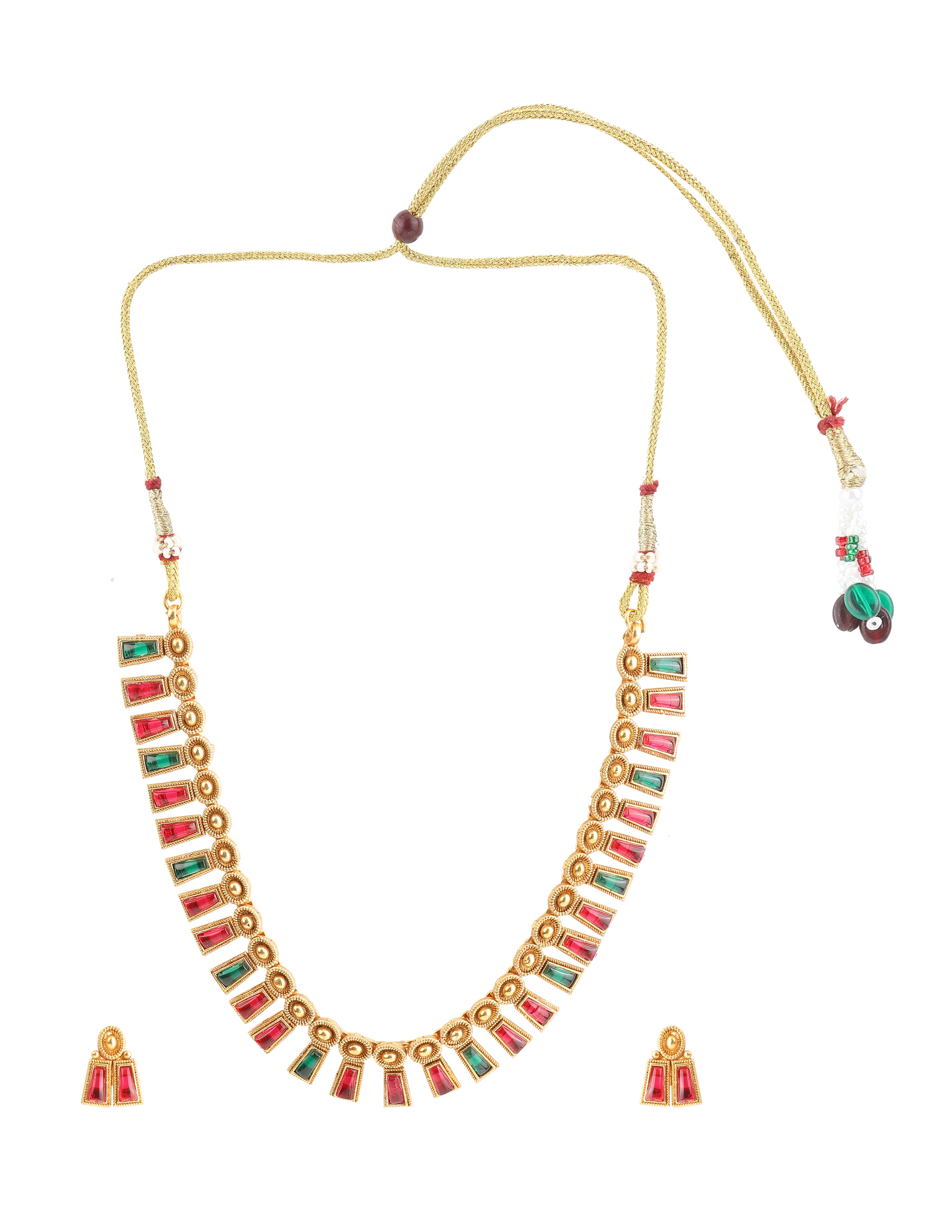 The Nila Gold Plated Multicolor Short Necklace Set