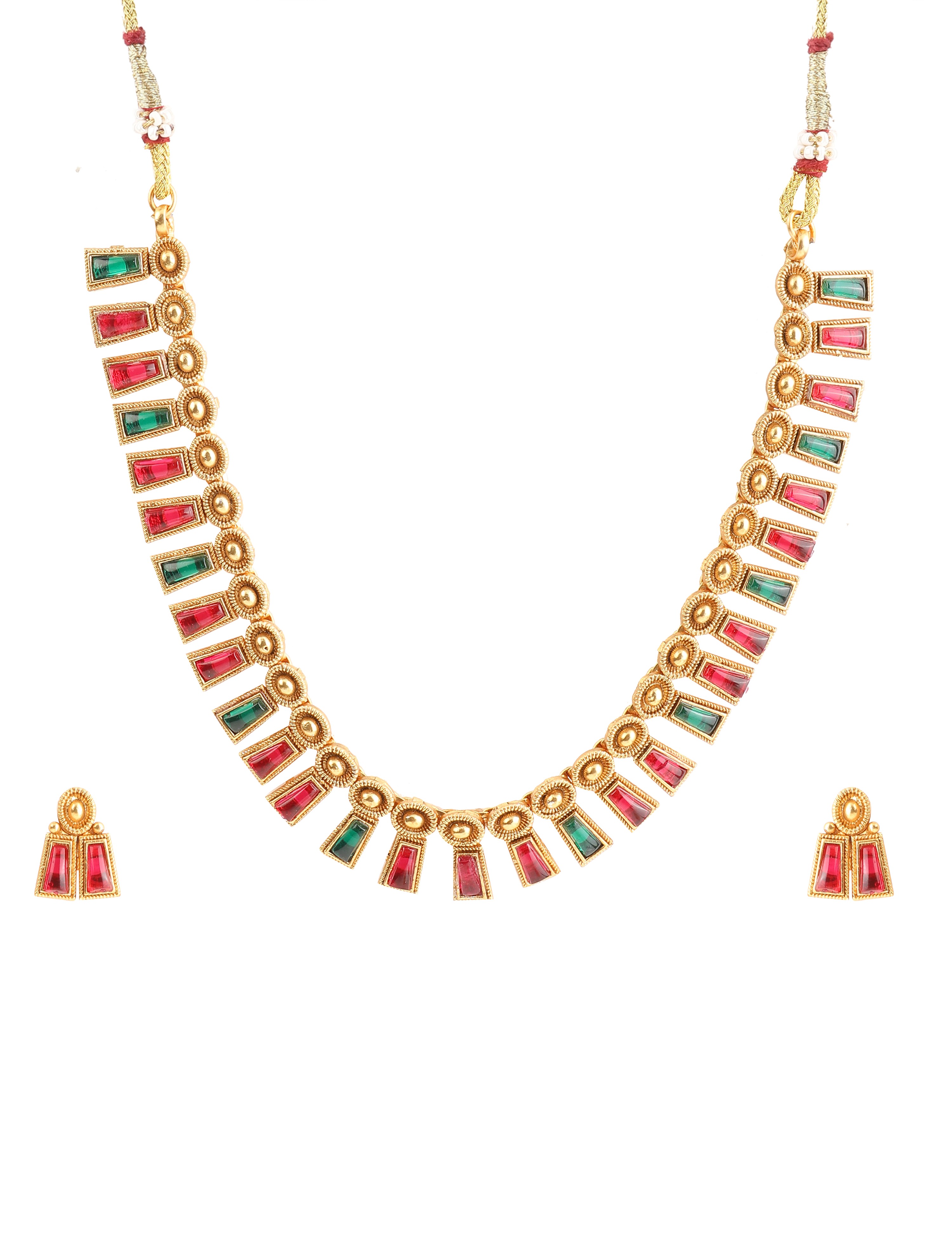 The Nila Gold Plated Multicolor Short Necklace Set