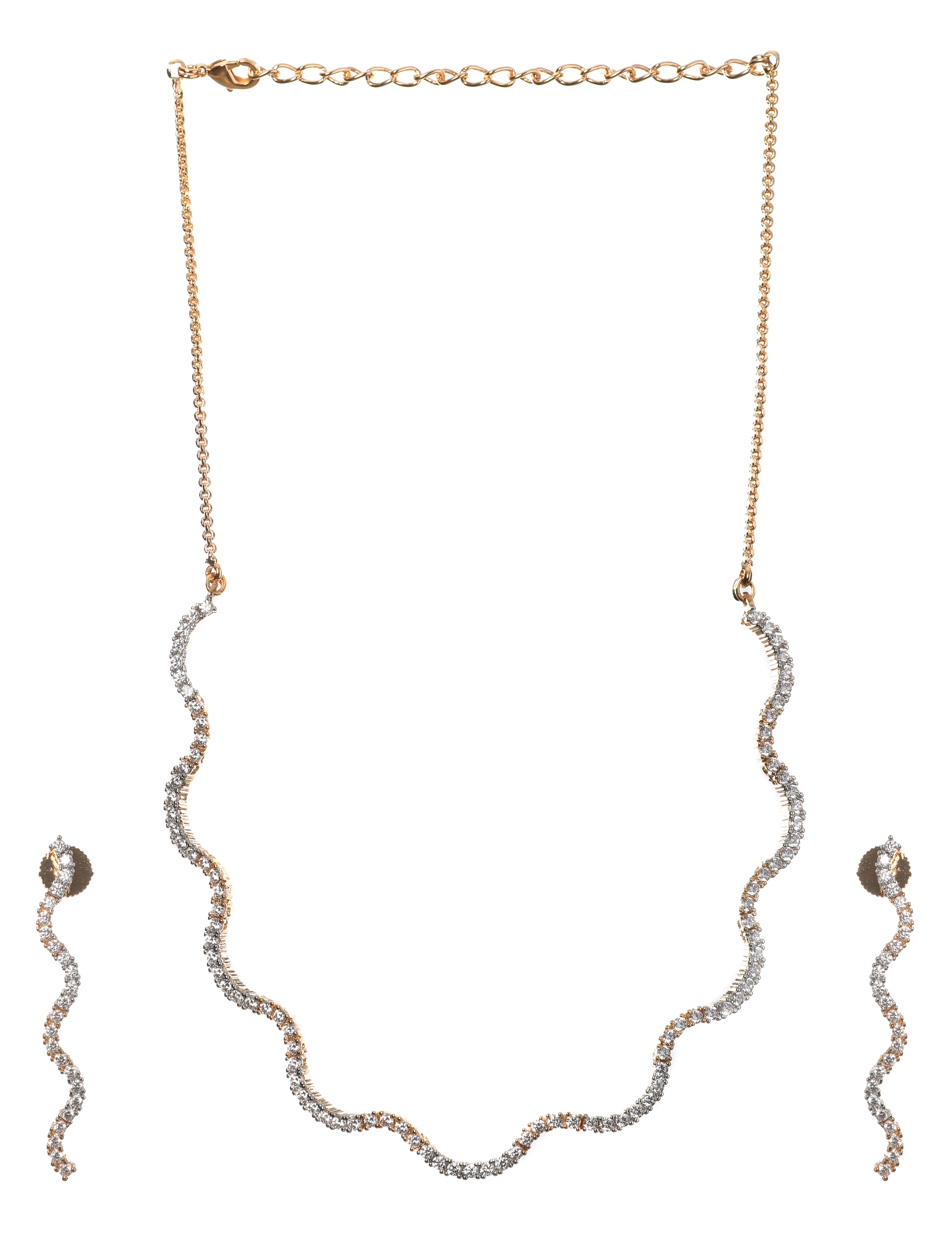 The Nila Gold Plated Designer Wave Necklace Set