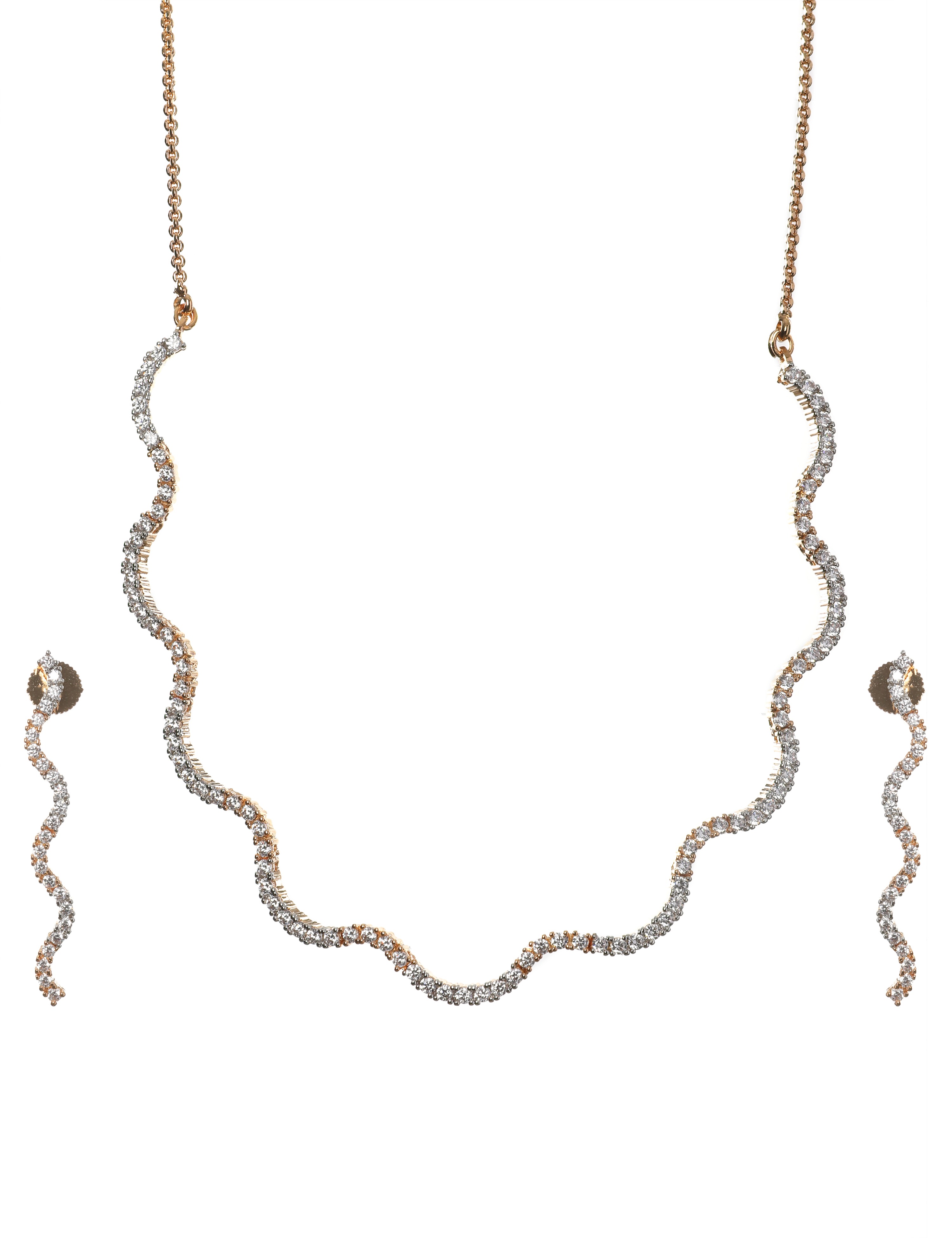 The Nila Gold Plated Designer Wave Necklace Set