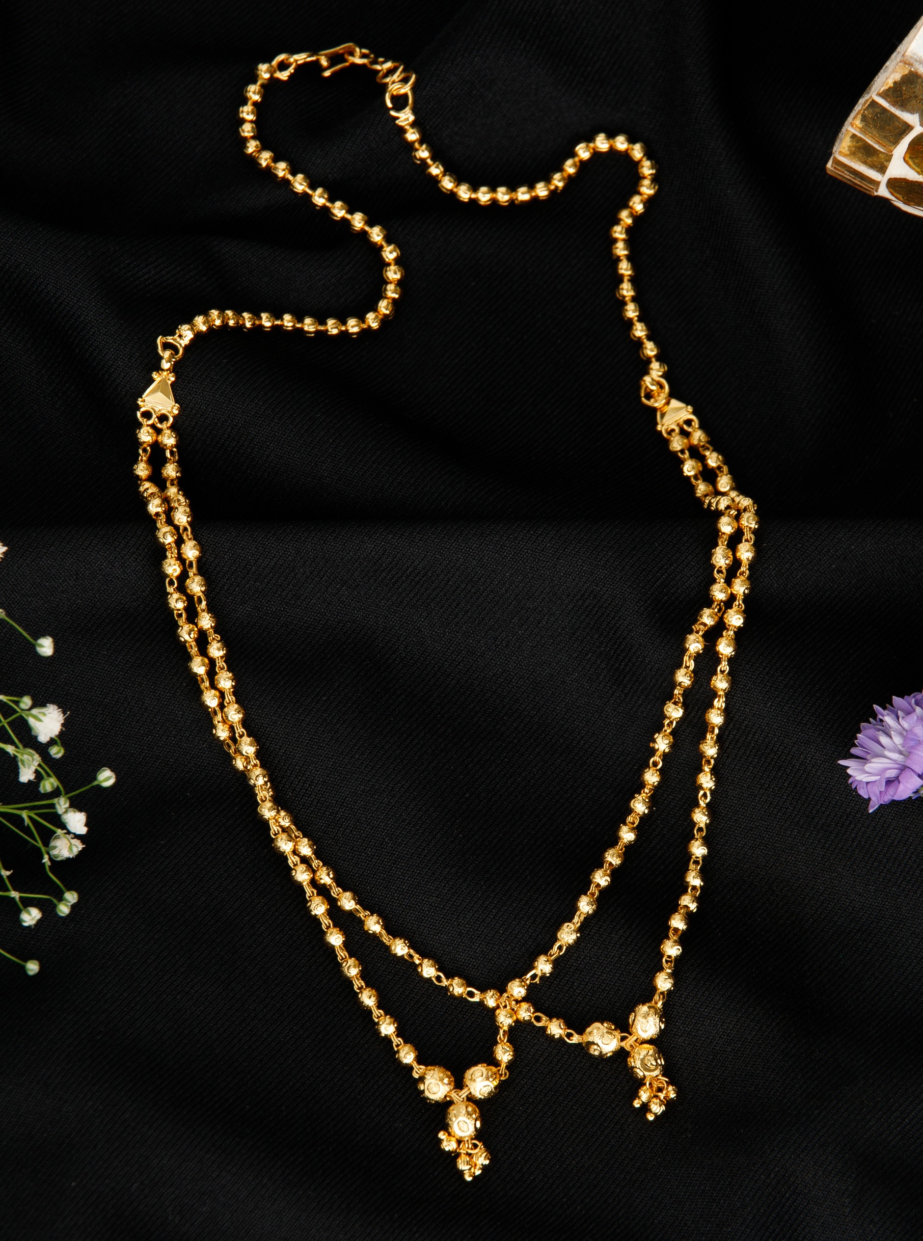 The Nila Two layered Gold plated Beaded Chain