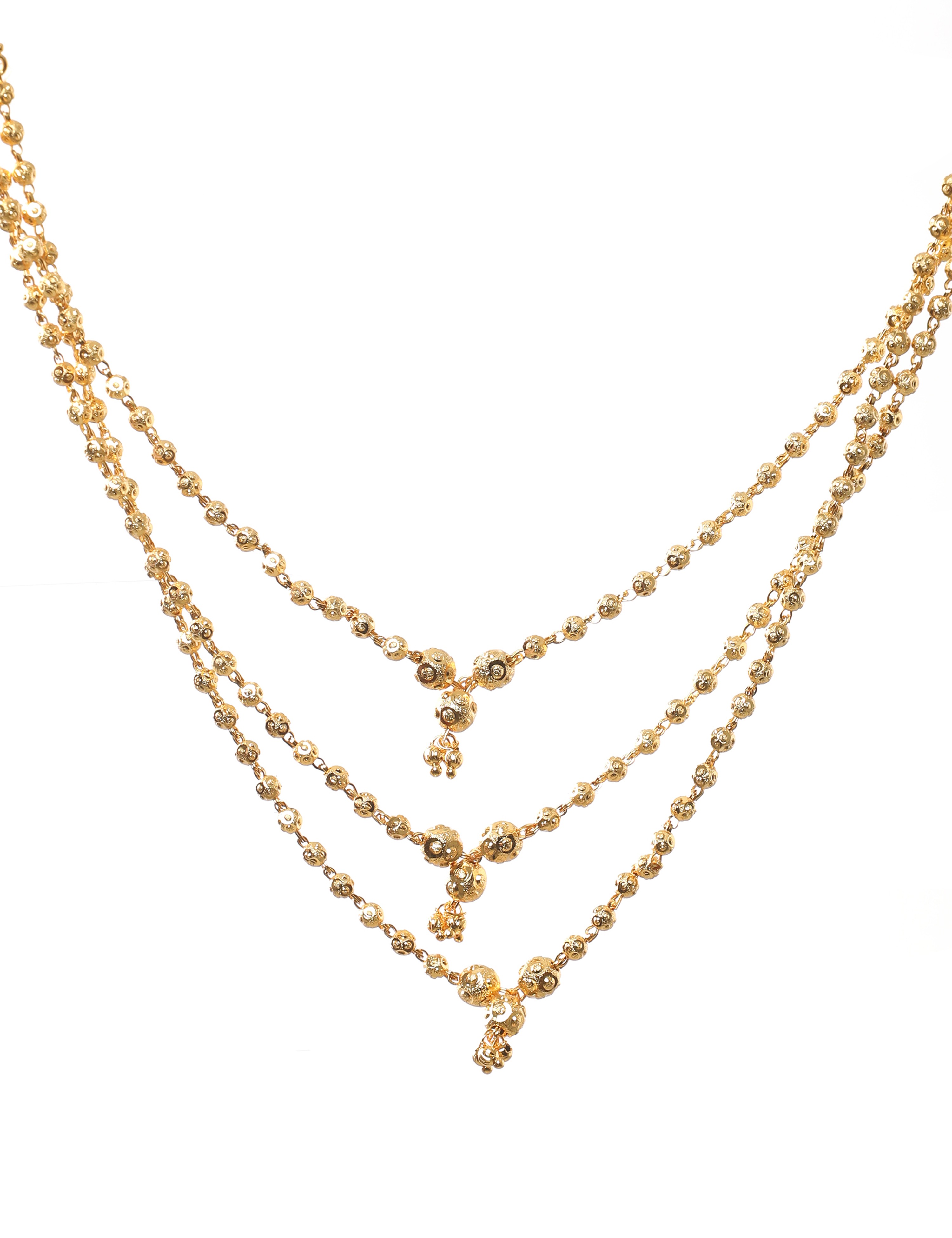 The Nila Three layered Gold plated Beaded Chain