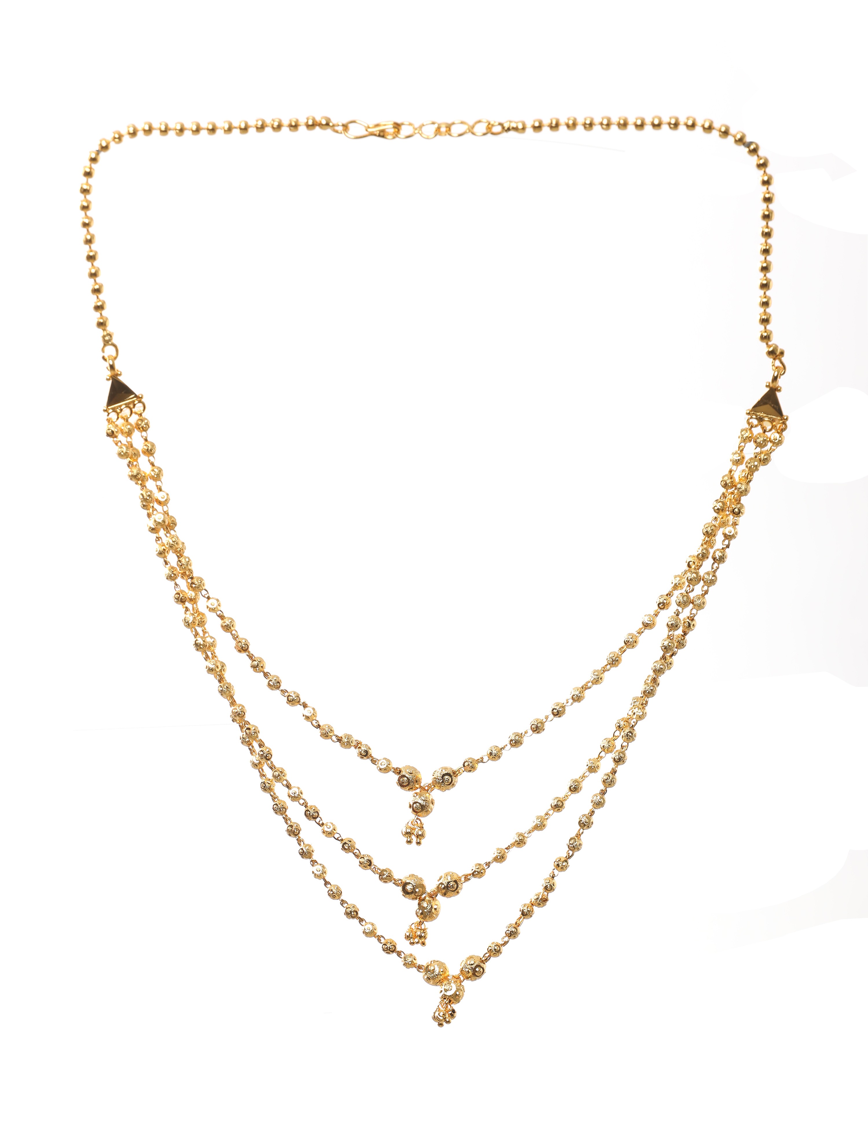 The Nila Three layered Gold plated Beaded Chain