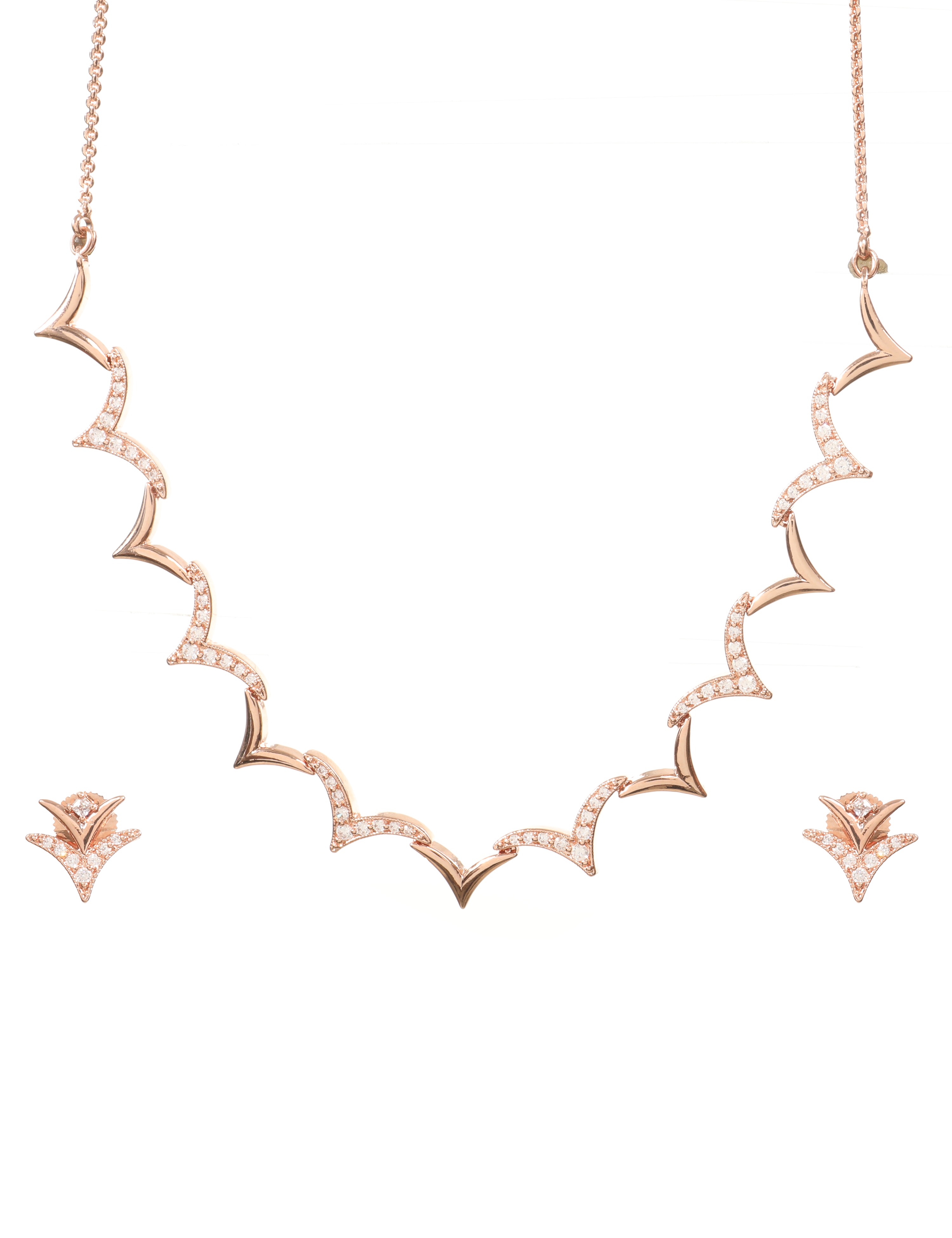 The Nila Rose Gold Plated Designer Princess Necklace Set