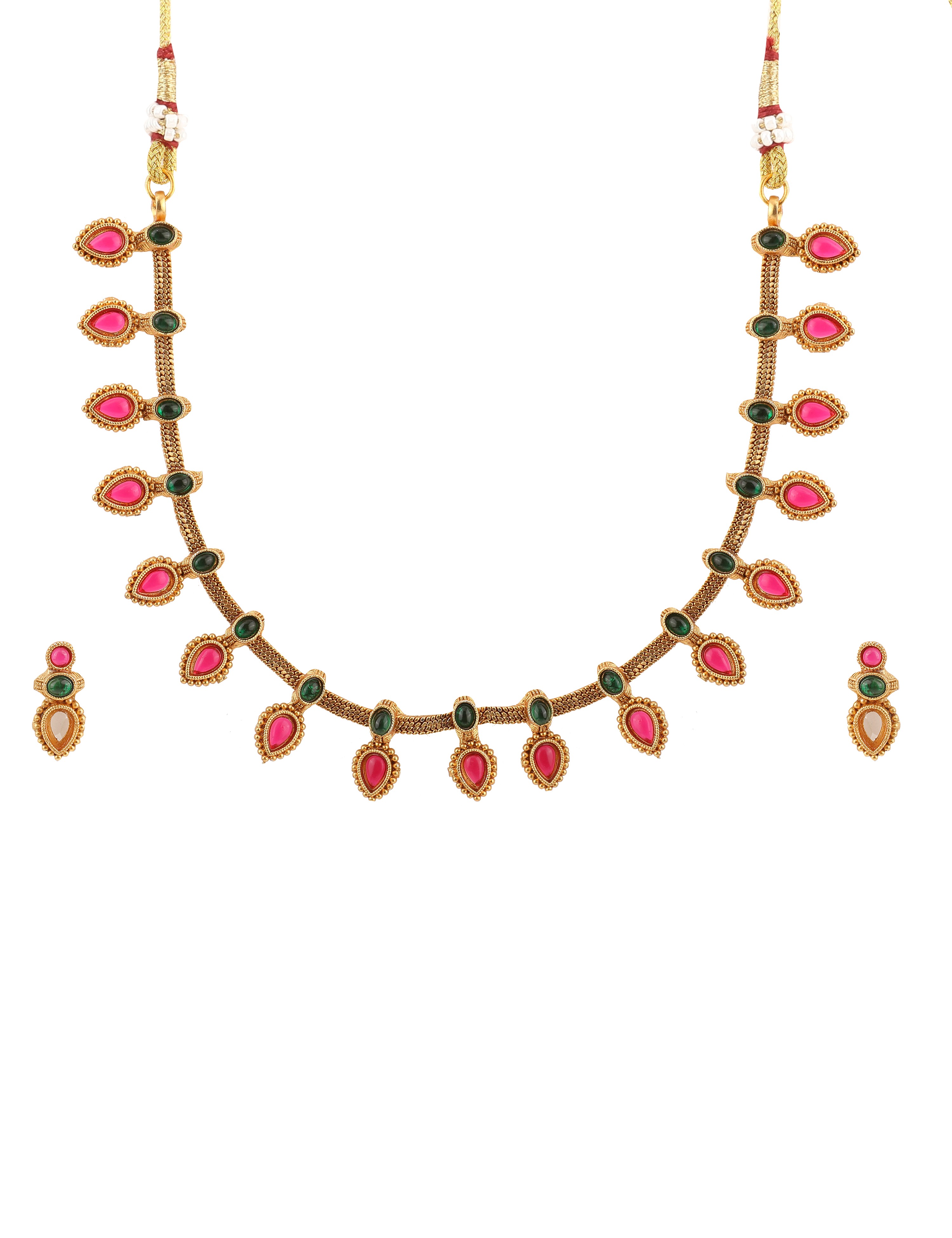 The Nila Gold Plated Ethnic Pale Pink Choker Set