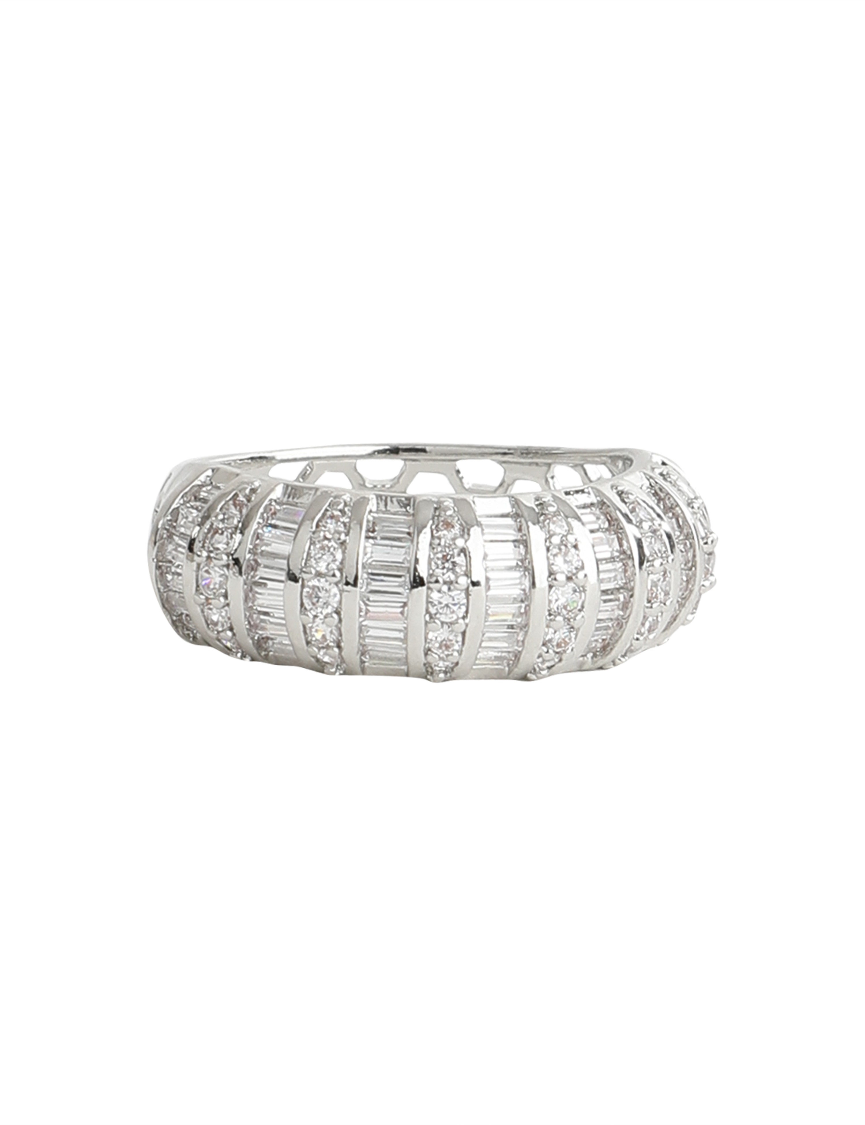 The Nila Silver Plated Emerald Cut Designer Ring