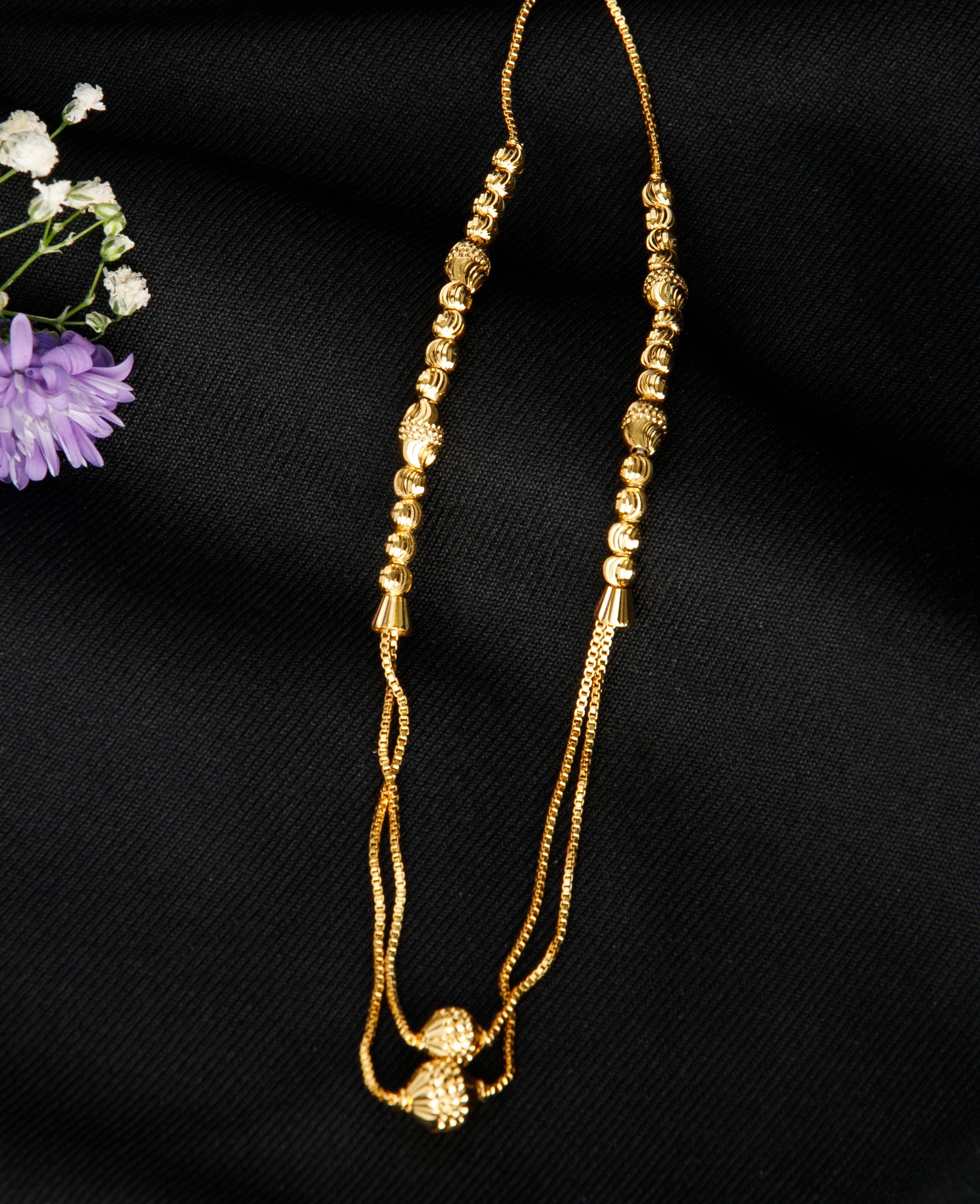 The Nila Gold Plated Two Layered Small Bead Chain