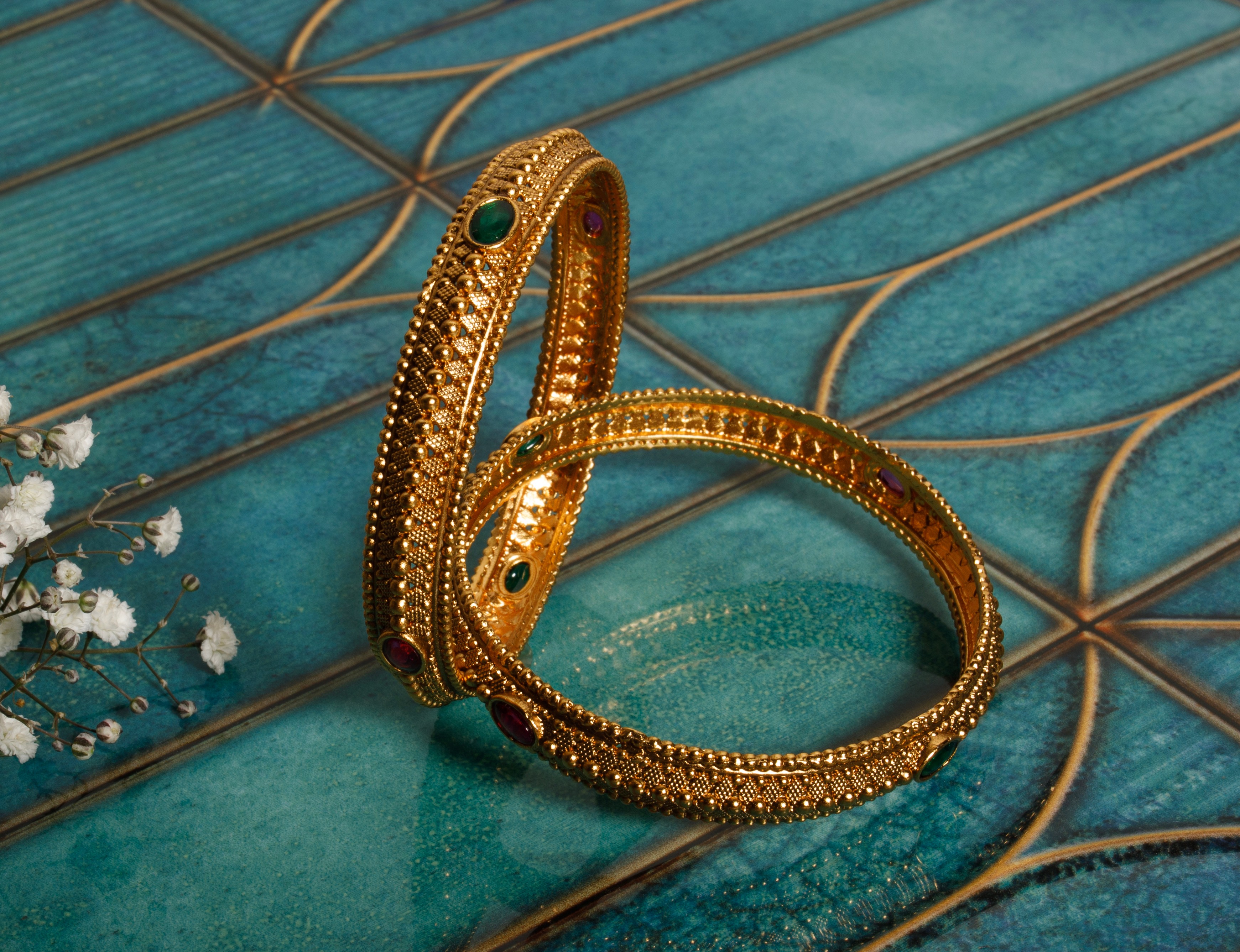 The Nila Gold Plated Ethnic Bangles