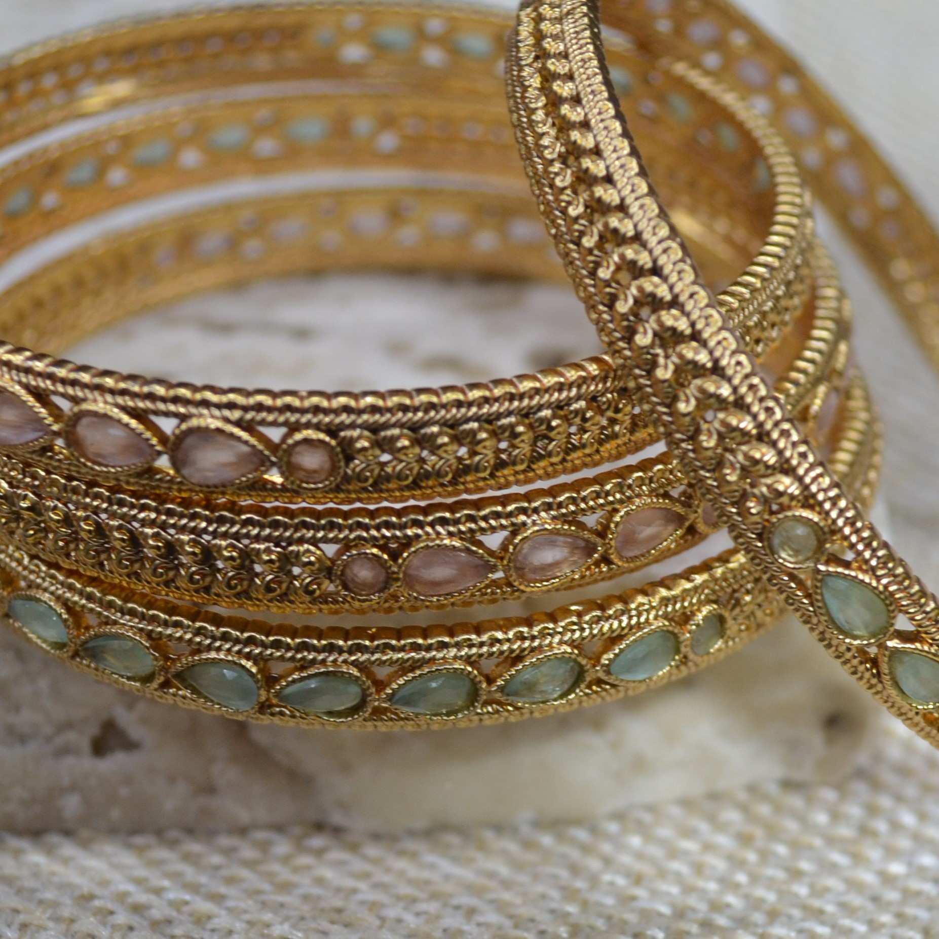 The Nila Gold Plated Kundan Design Bangle Set