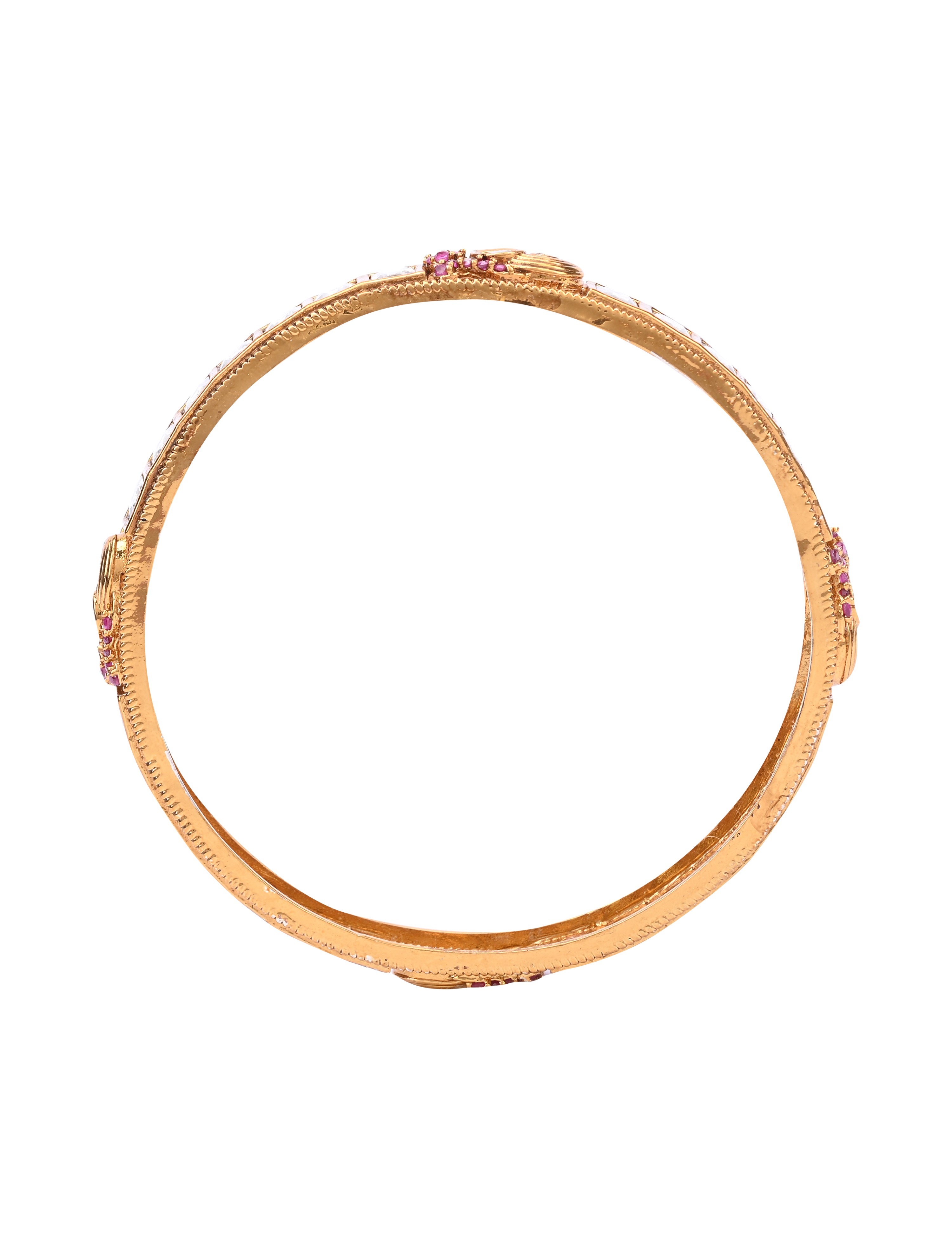 The Nila Gold Plated Peacock design white Stone Bangles