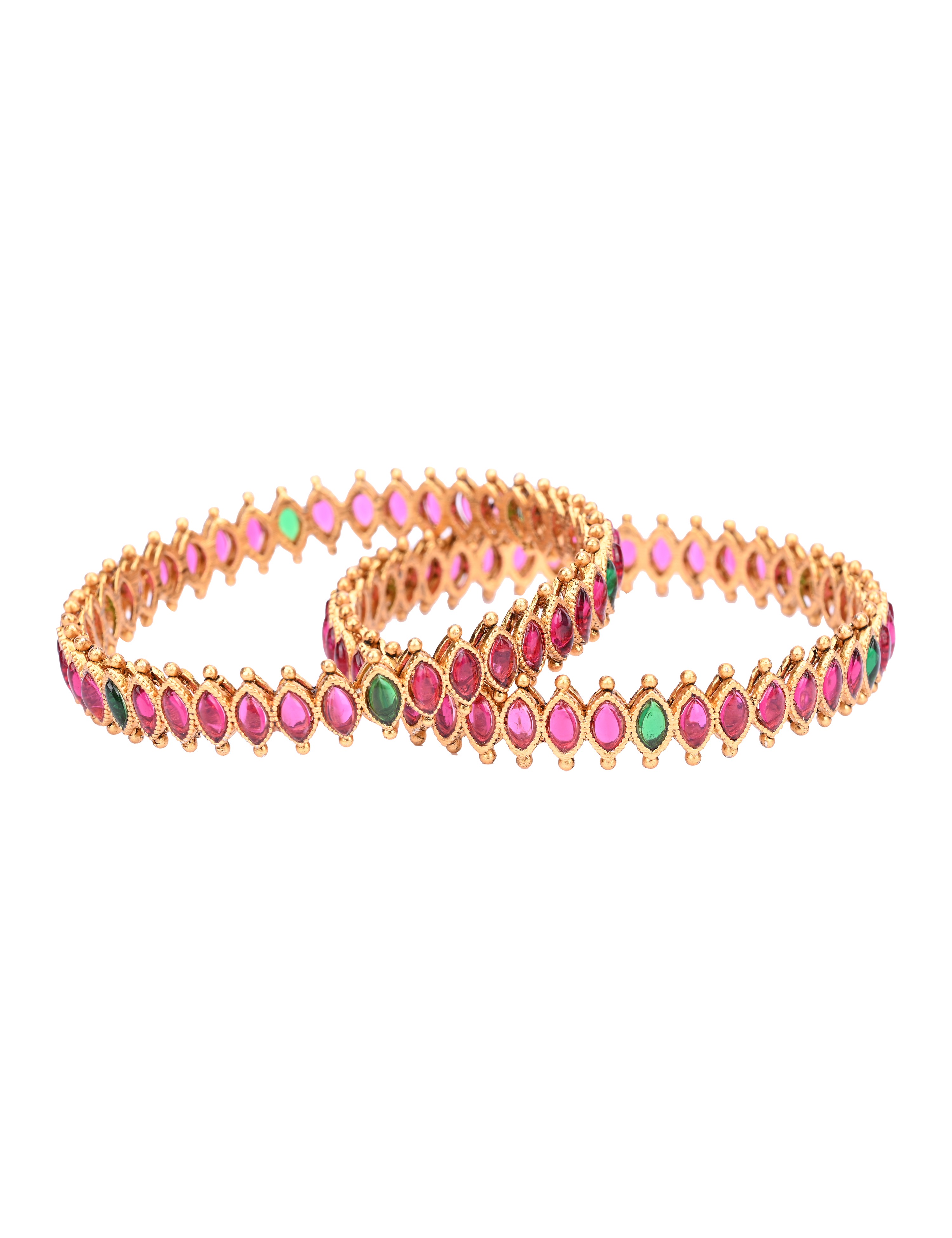 The Nila Gold Plated Pink Kundan Bangles