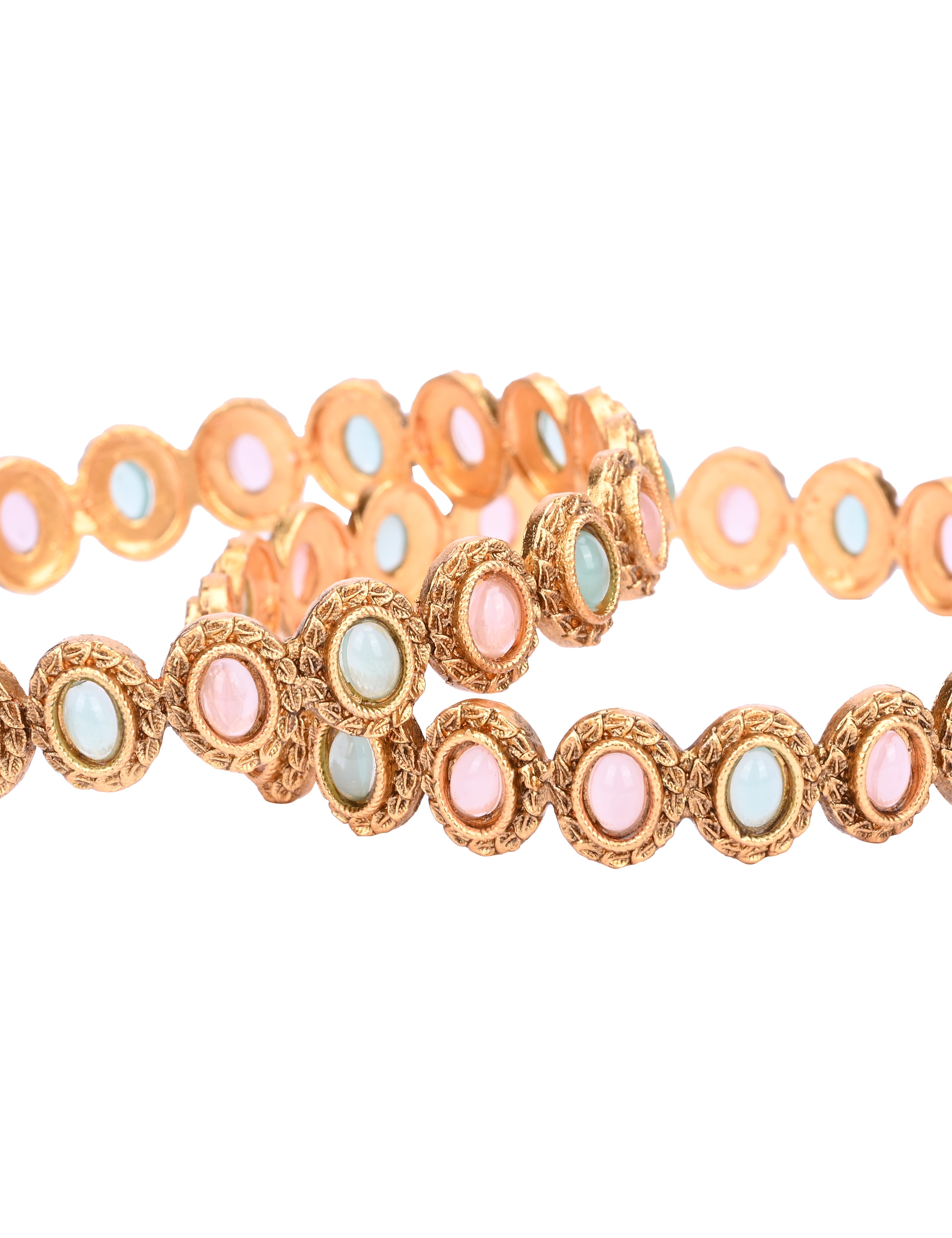 The Nila Gold Plated Pale Pink Kundan Bangles