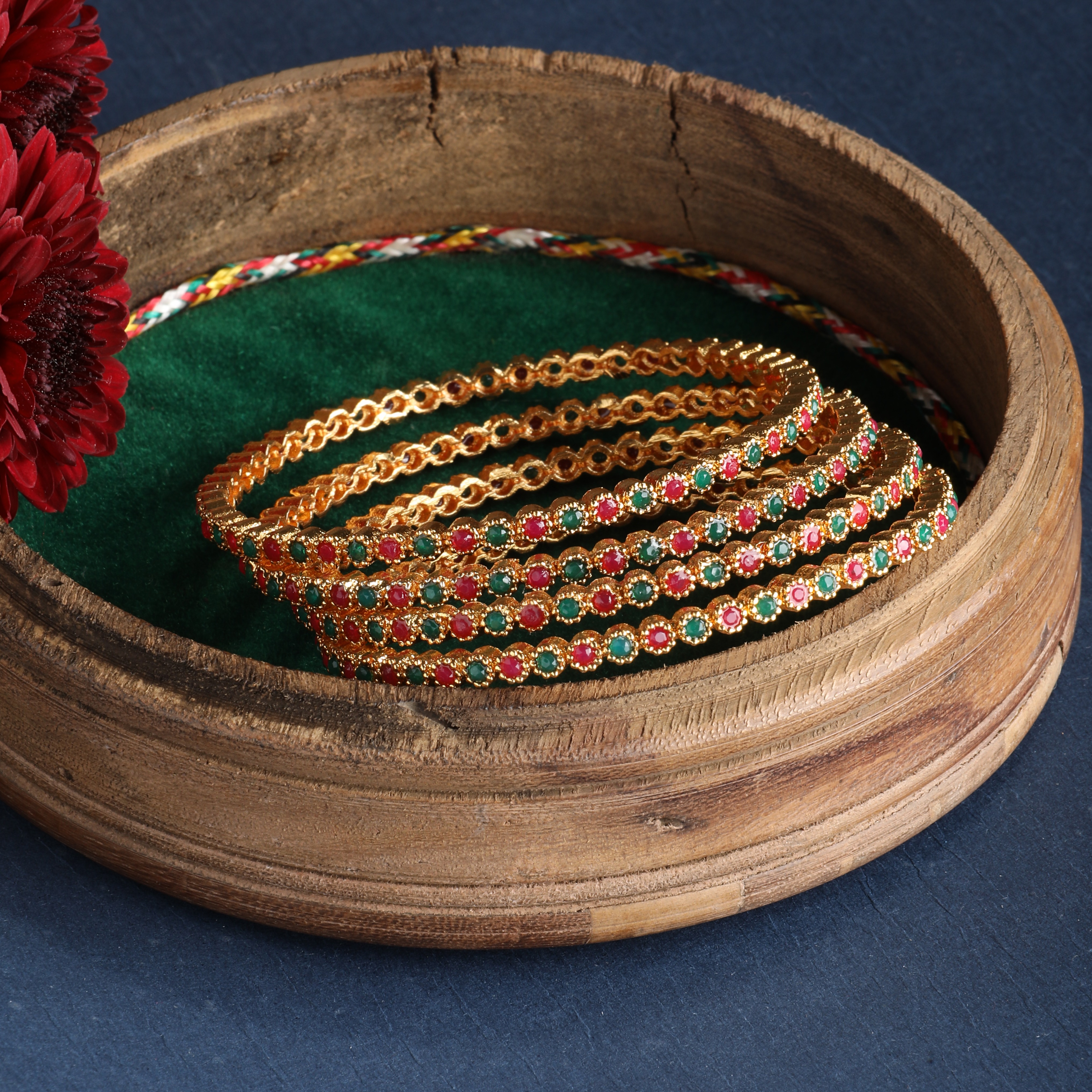 The Nila Gold Plated Kundan Bangles