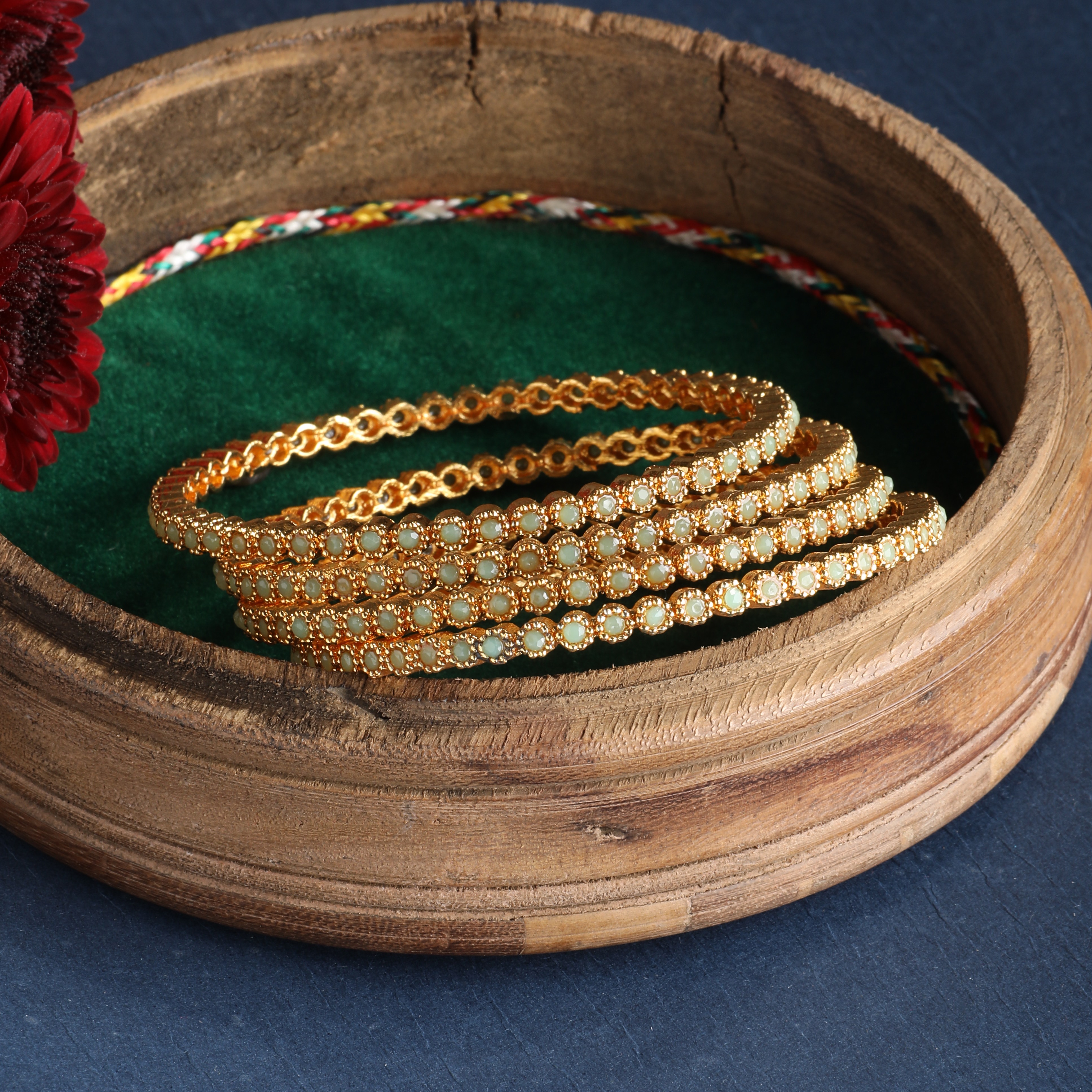 The Nila Gold Plated Kundan Bangles