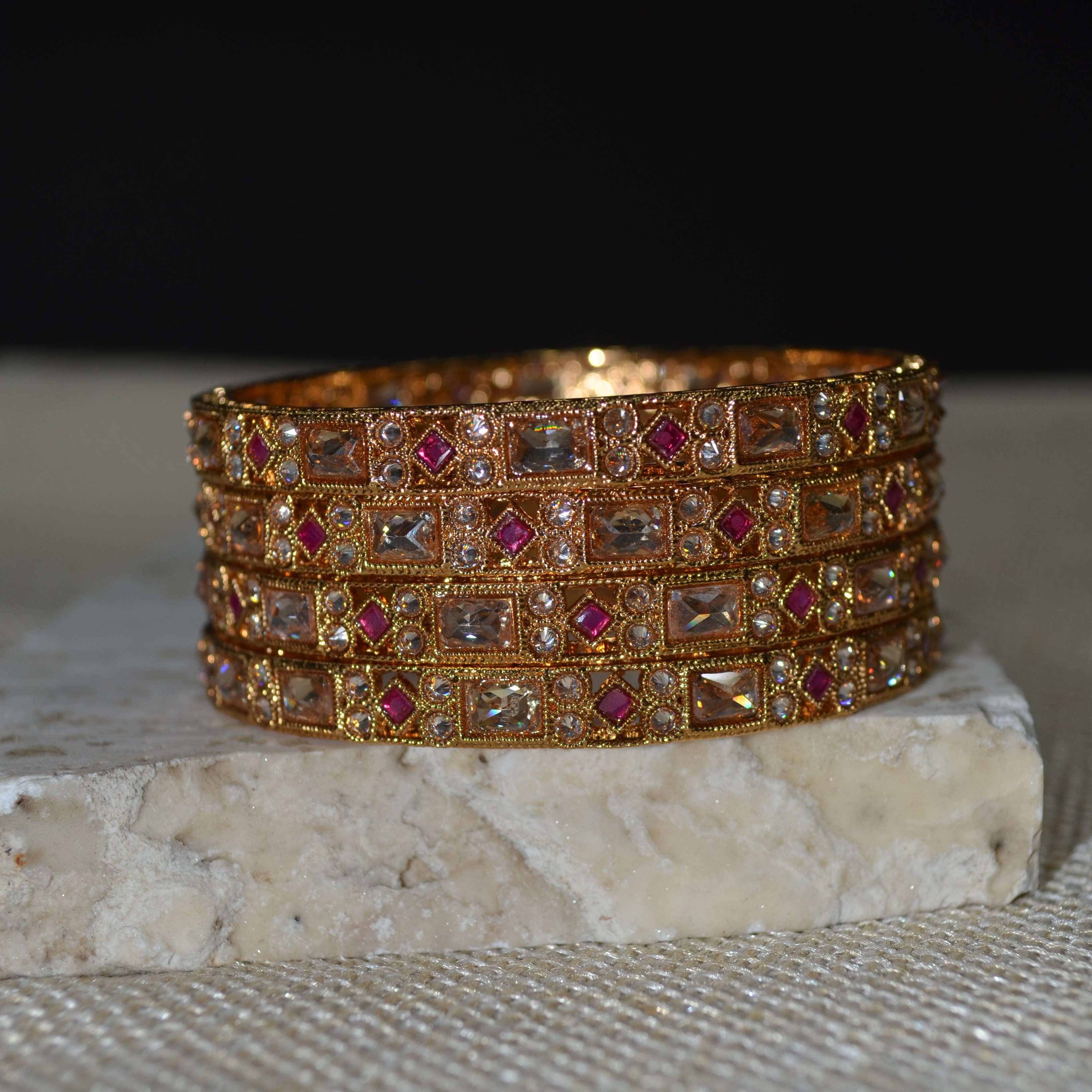 The Nila Gold Plated Kundan Design Bangle Set