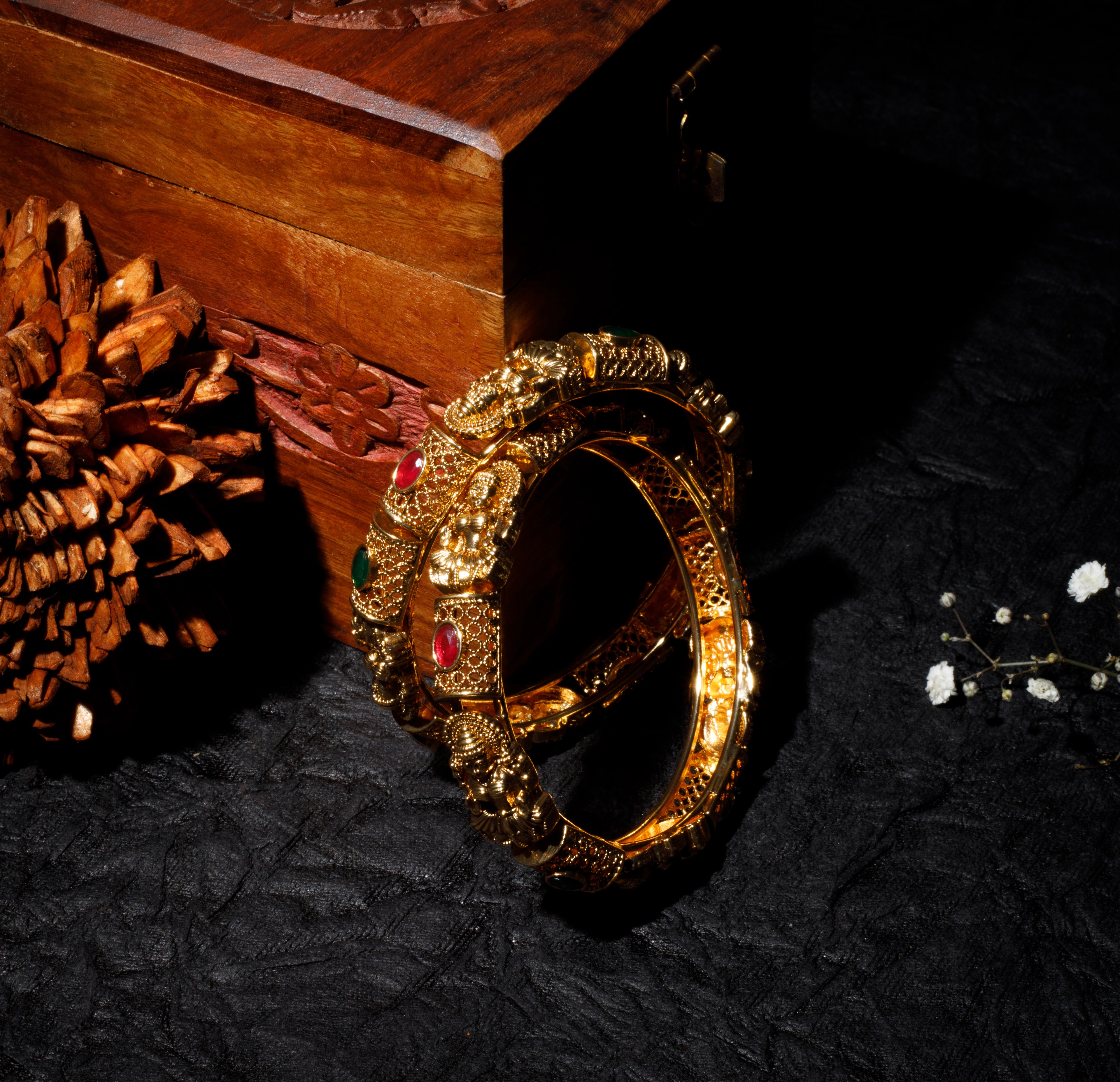 The Nila Gold Plated Temple design Bangles