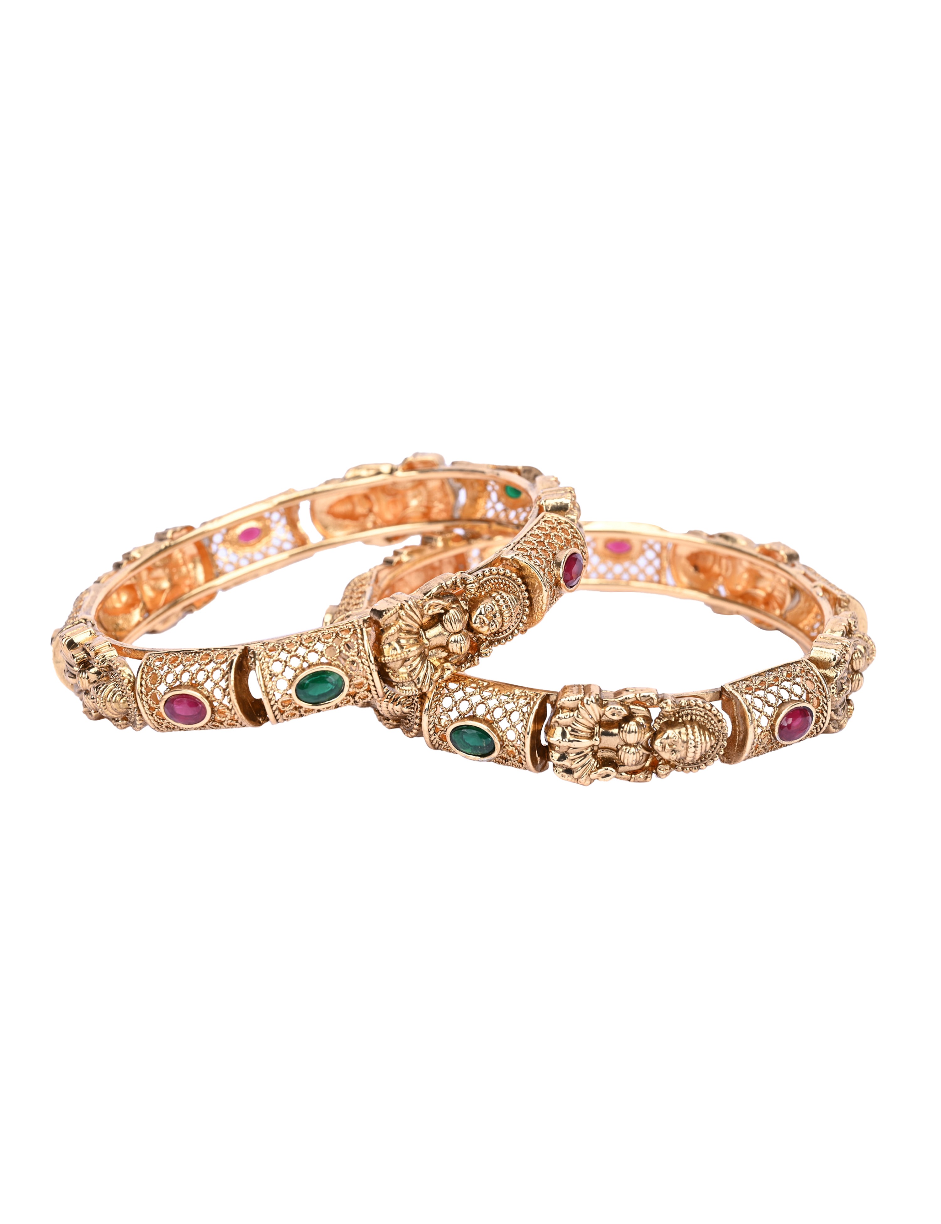 The Nila Gold Plated Temple design Bangles