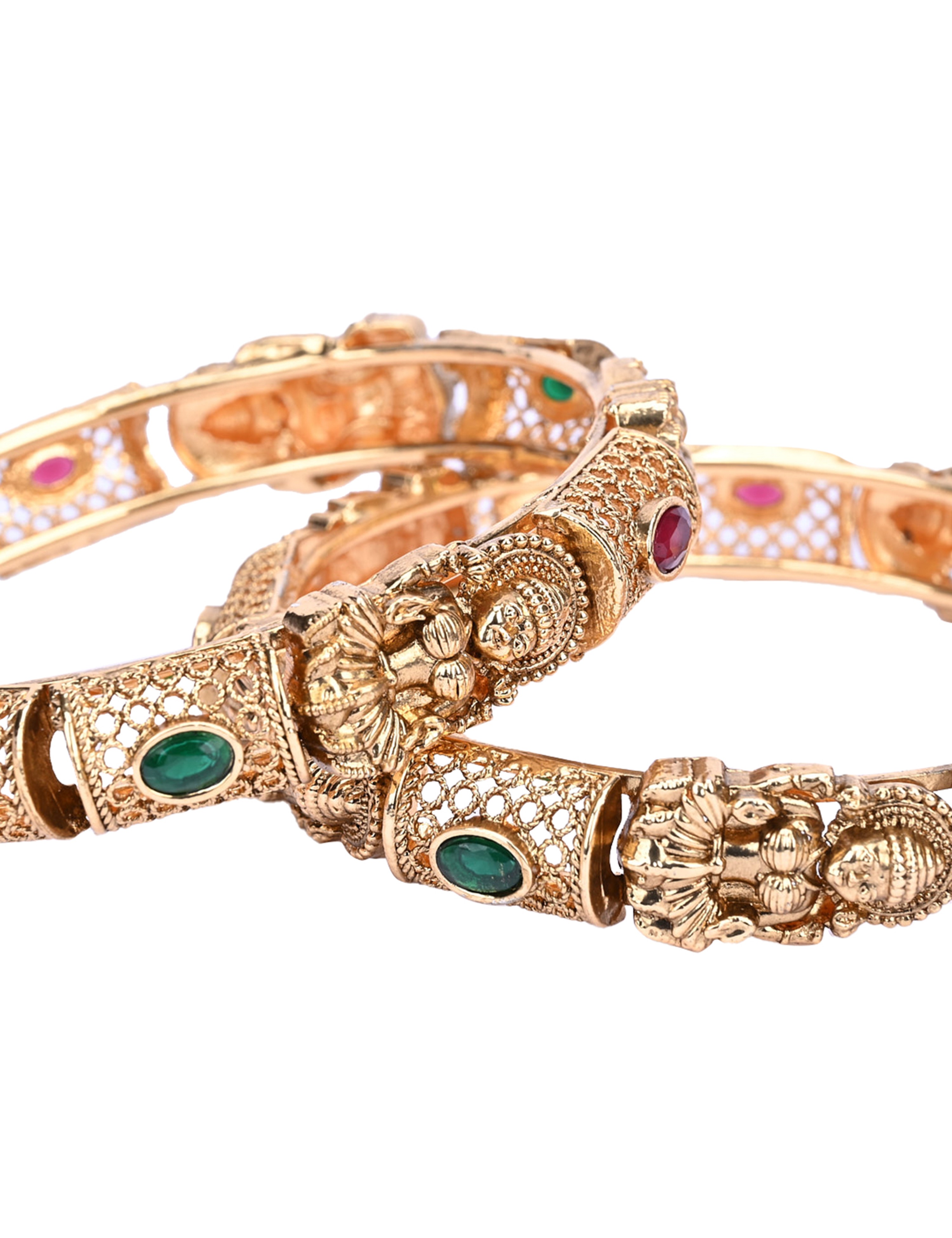 The Nila Gold Plated Temple design Bangles